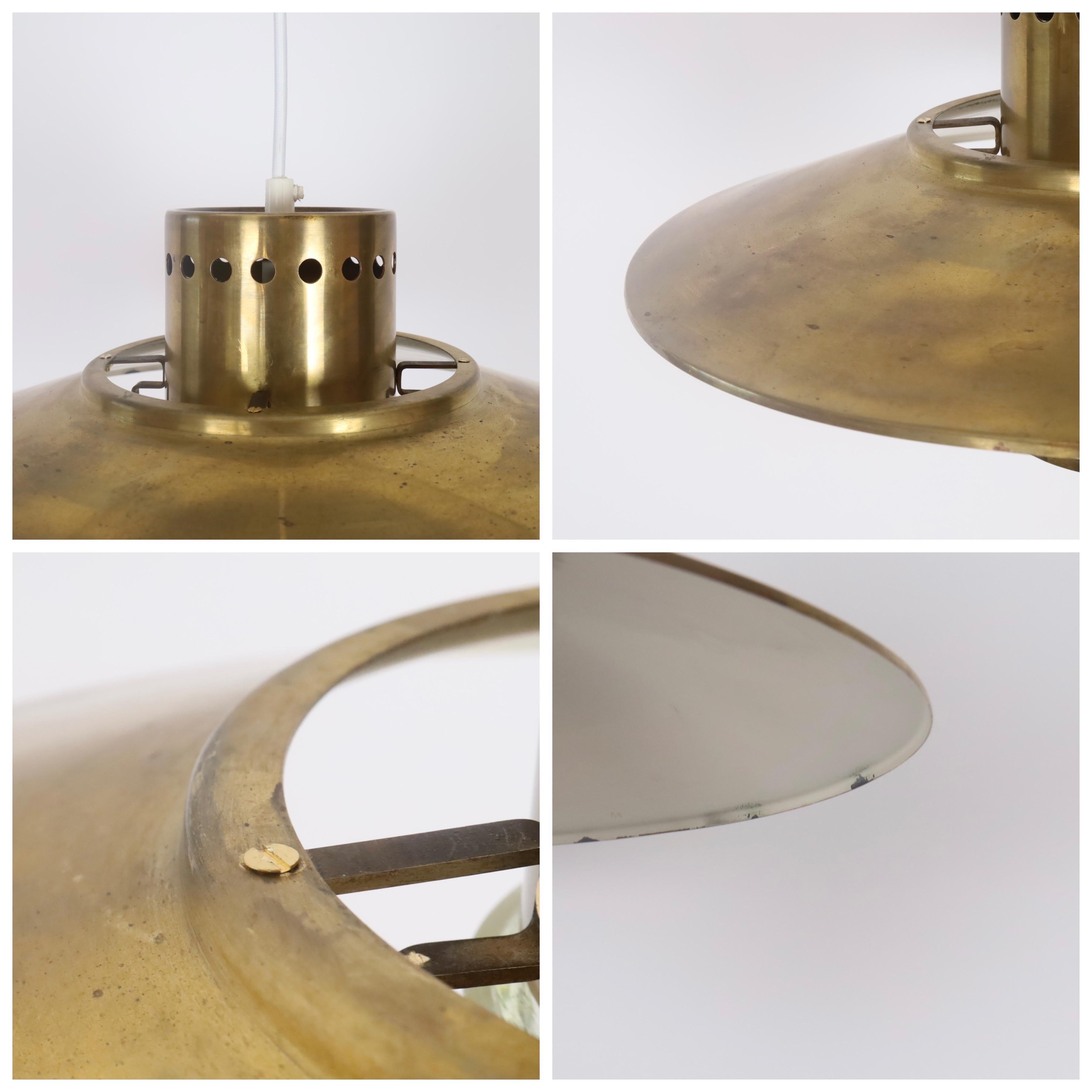 A brass pendant light by Svend Aage Holm Sorensen, 1960s, Denmark For Sale 4