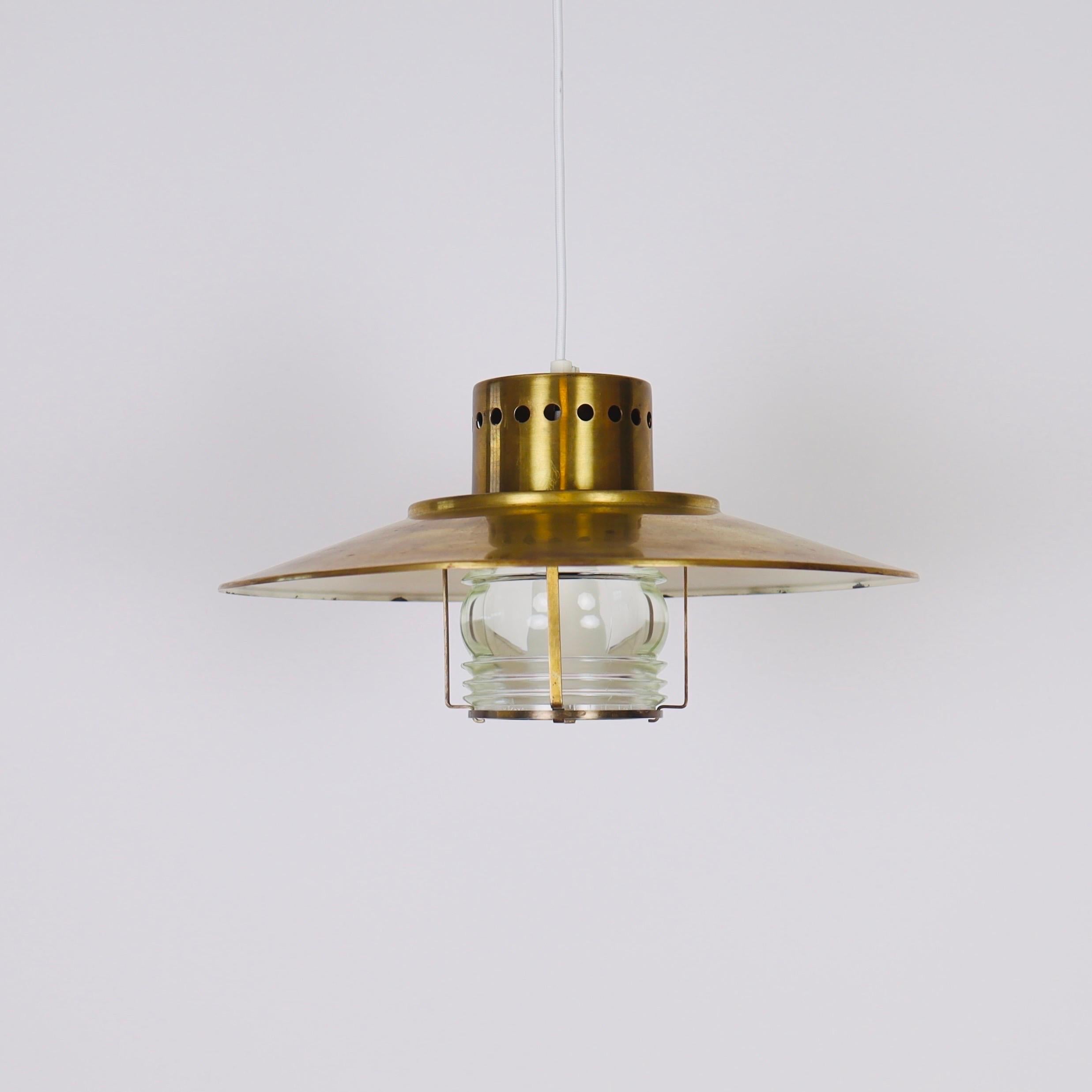 A brass pendant light by Svend Aage Holm Sorensen, 1960s, Denmark For Sale 5