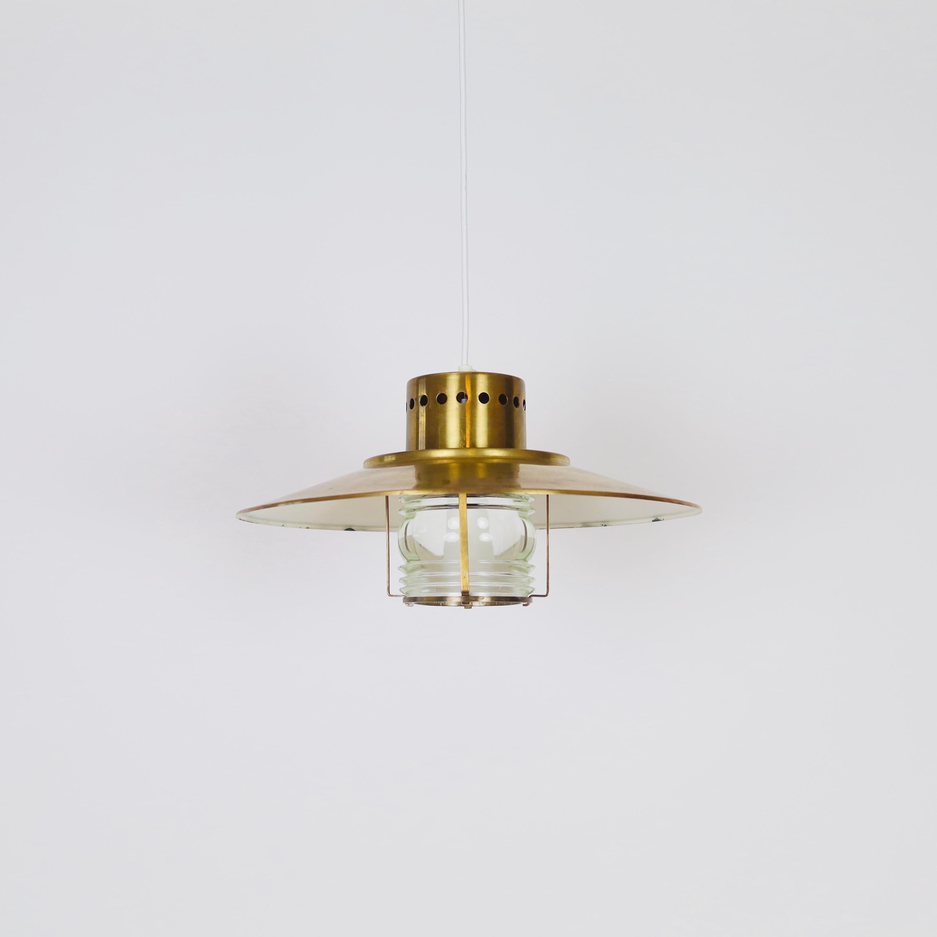 Mid-20th Century A brass pendant light by Svend Aage Holm Sorensen, 1960s, Denmark For Sale