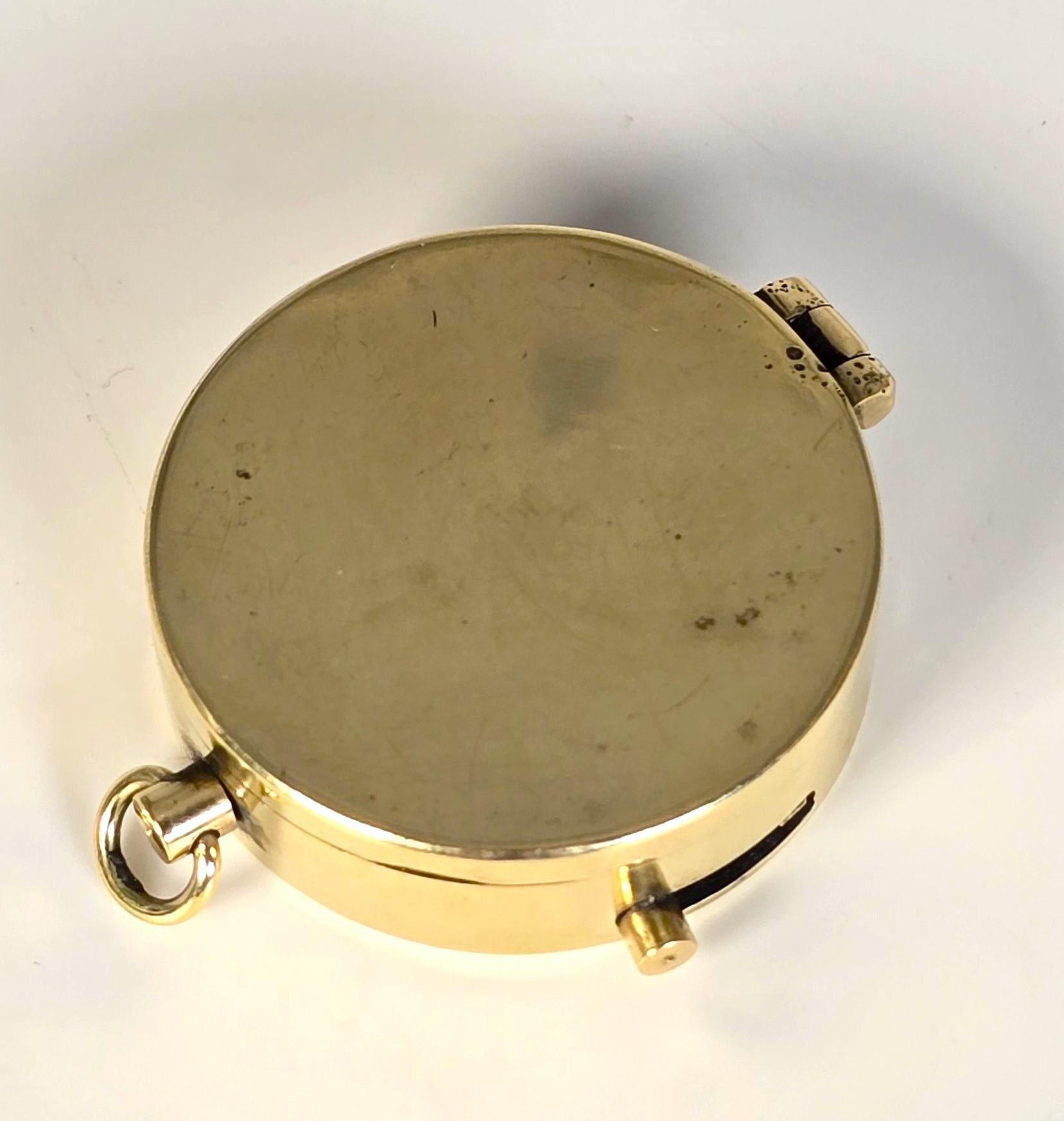 British A brass pocket compass by Barker and Sons of London, English circa 1890