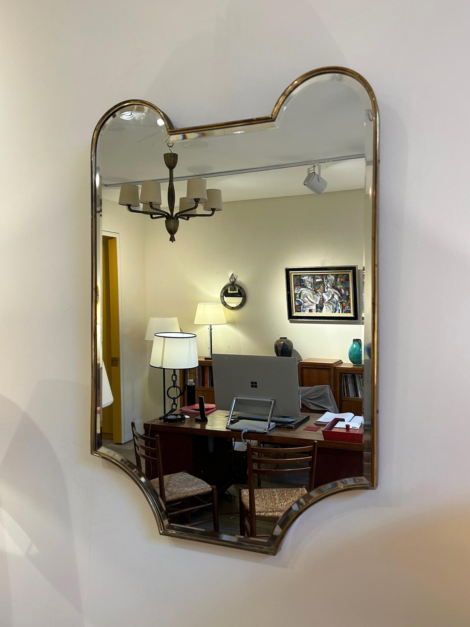 20th Century Brass Shield Bevelled Mirror