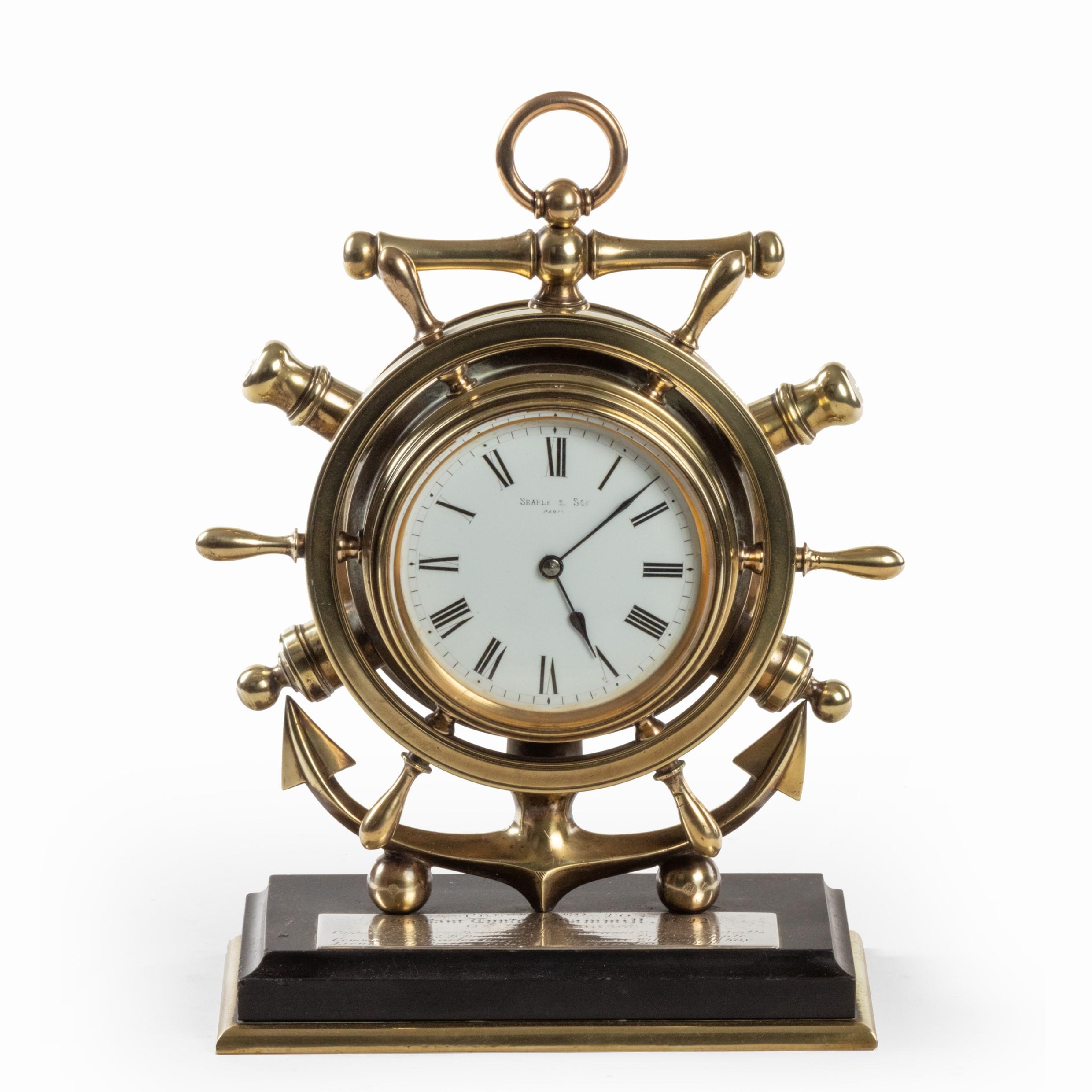 brass ship wheel clock