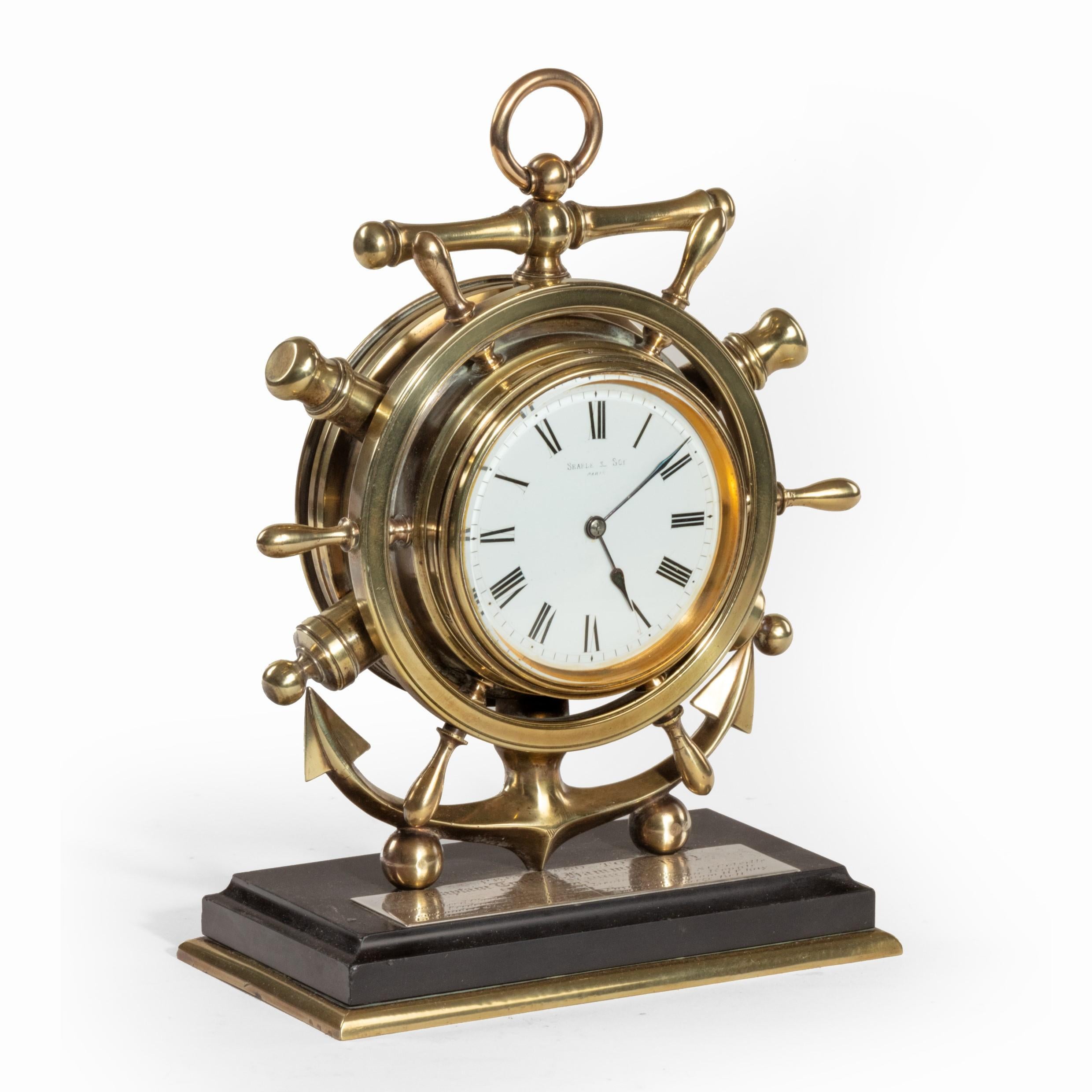Brass Ship’s Novelty Clock Presented to Captain Tynte F Hammill RN 1