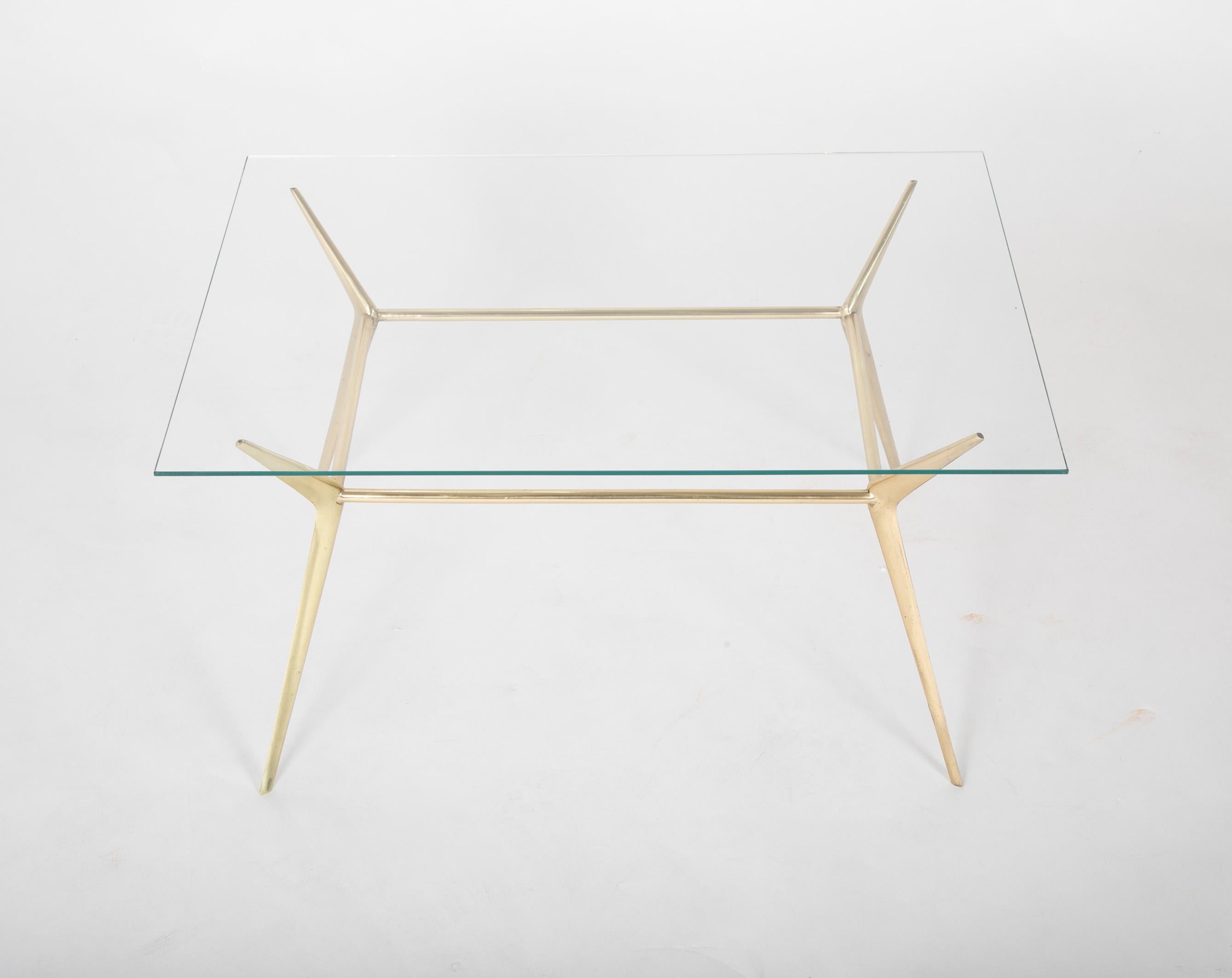 Italian Brass Side or Coffee Table by Gino Sarfatti For Sale