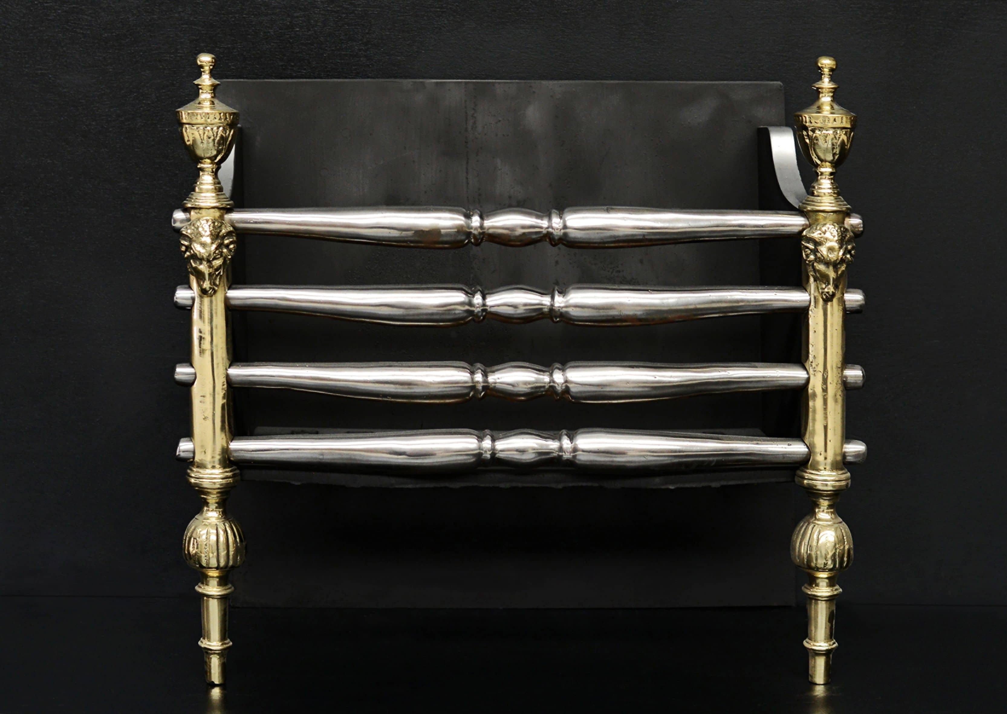 Brass & Steel Firegrate in the Regency Style In Good Condition For Sale In London, GB