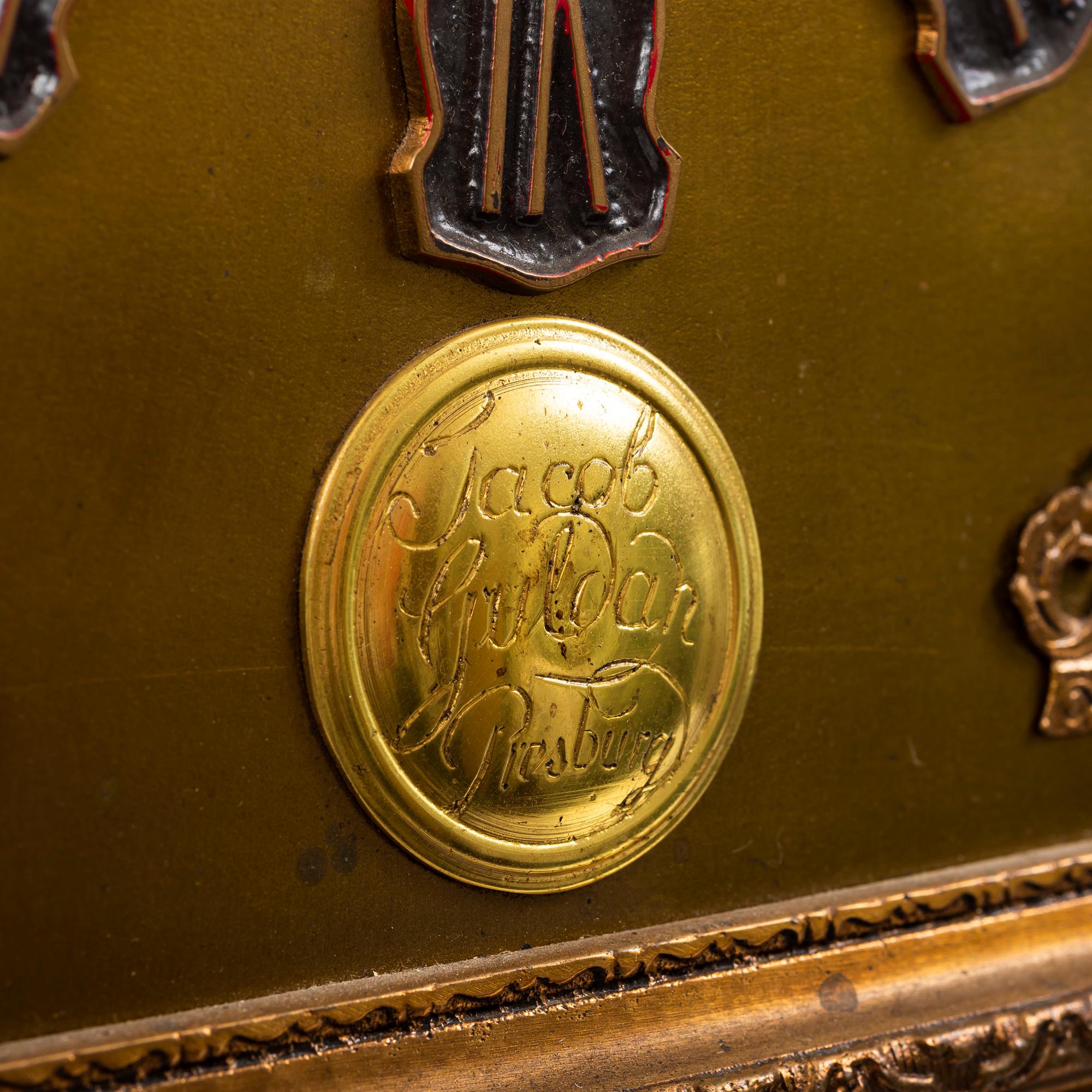 Brass Table Clock, Jacob Gulder, 20th Century In Good Condition For Sale In West Palm Beach, FL