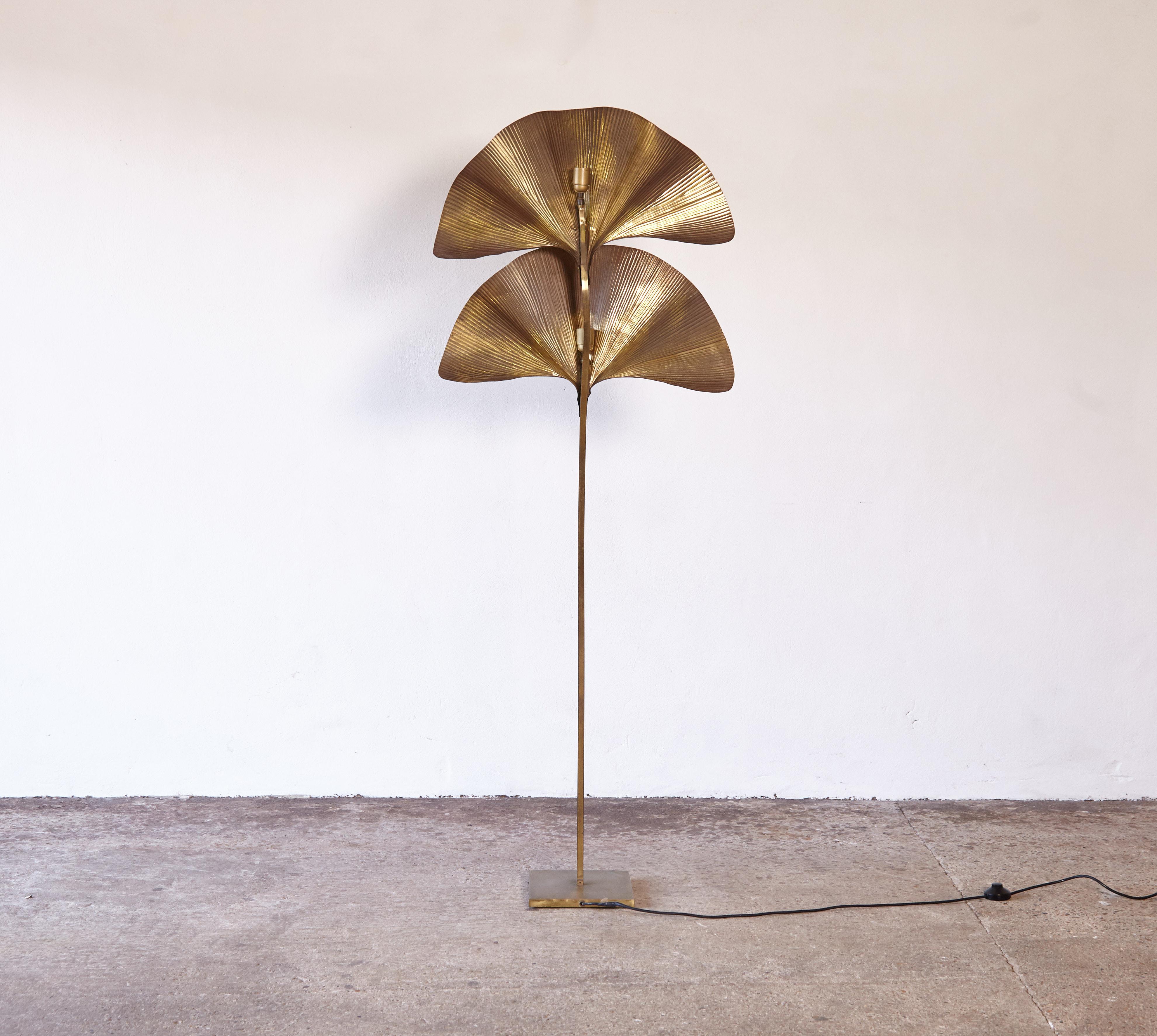 Brass Tommaso Barbi Ginkgo Floor Lamp, Italy, 1970s 6