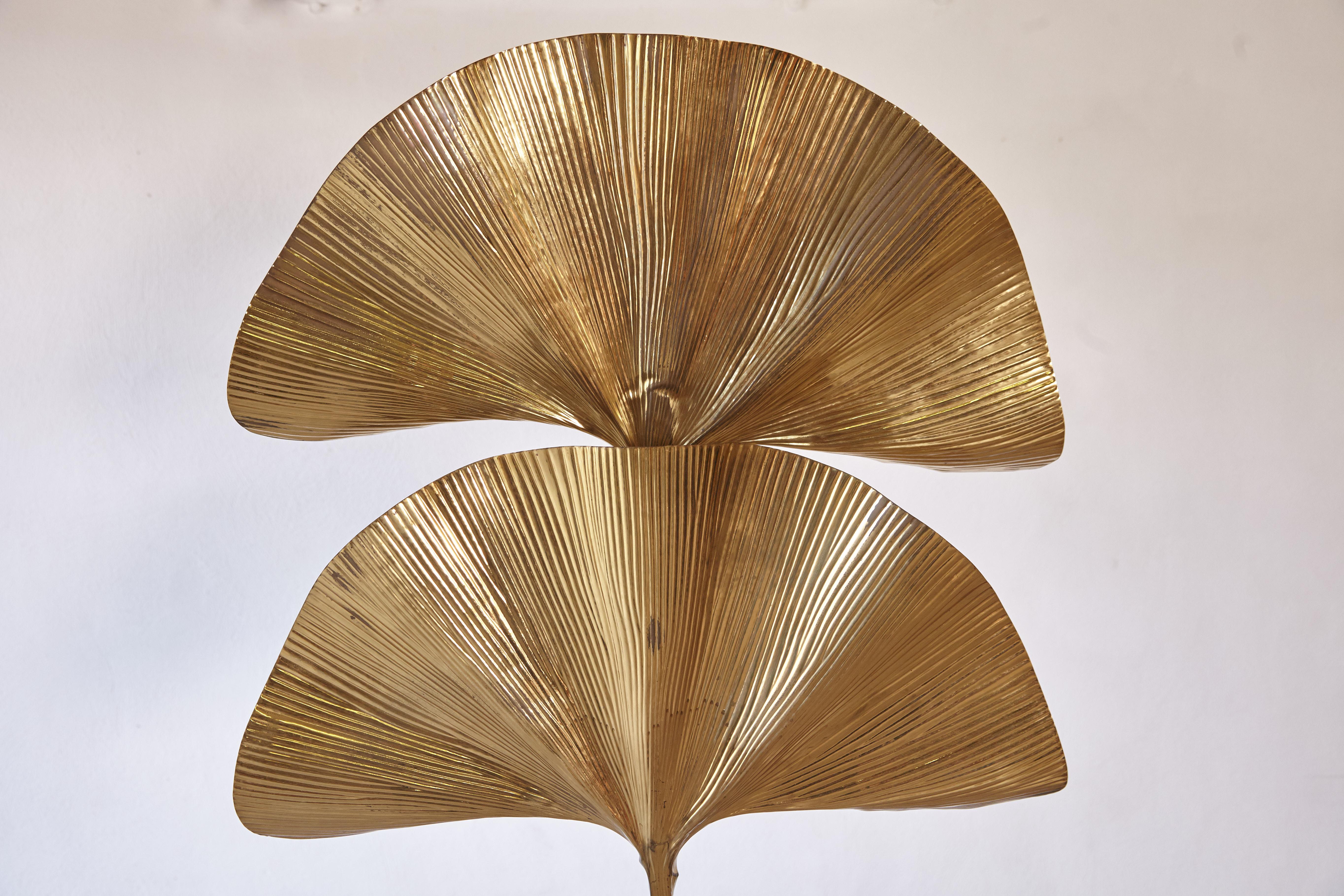 Brass Tommaso Barbi Ginkgo Floor Lamp, Italy, 1970s In Good Condition In London, GB