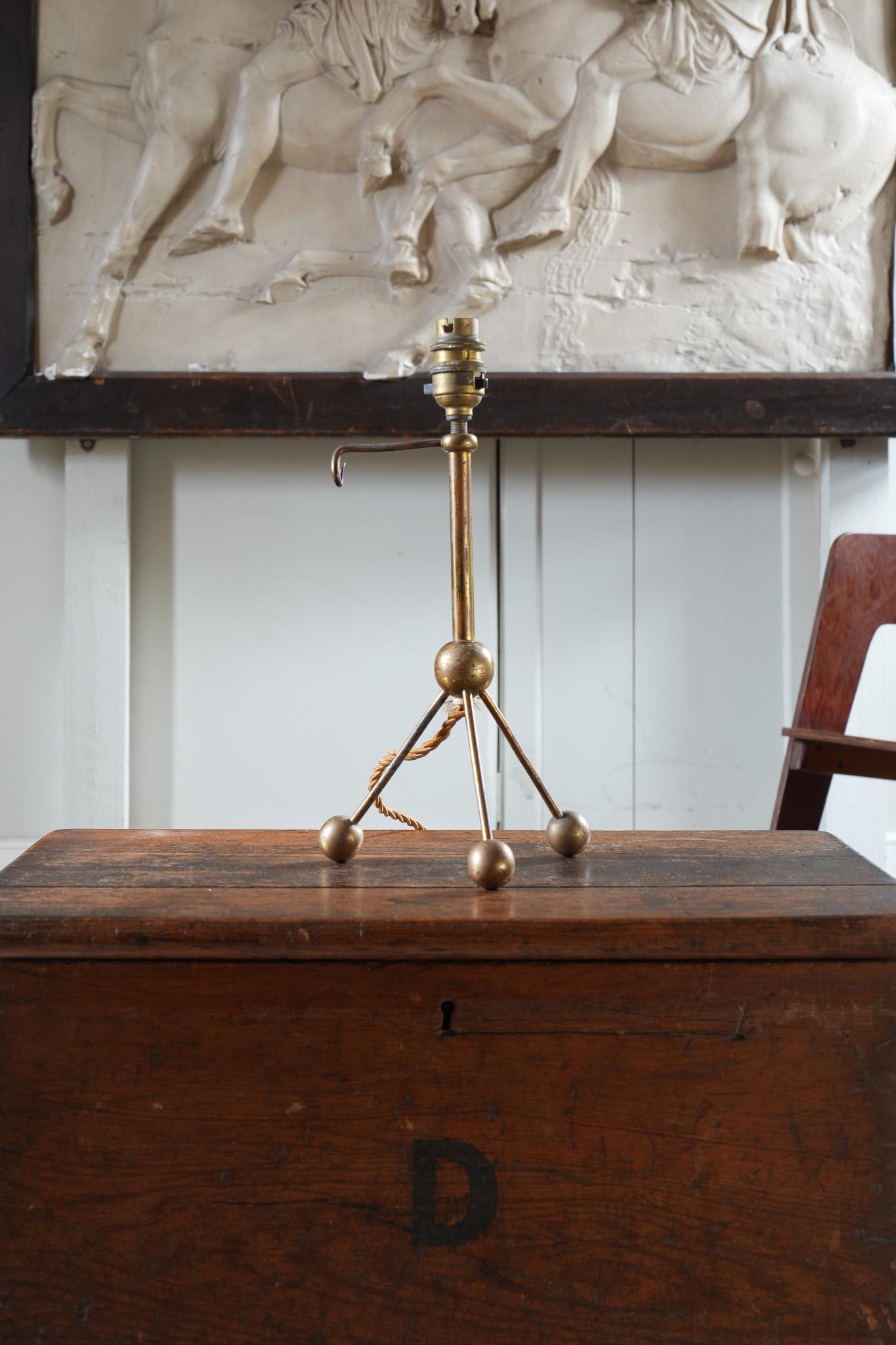 English A Brass Tripod Table Lamp For Sale