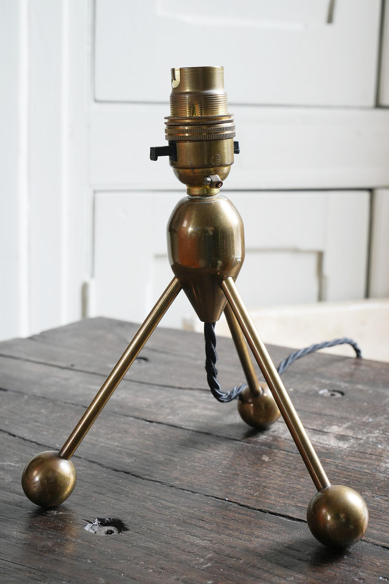 English A Brass Tripod Table Lamp