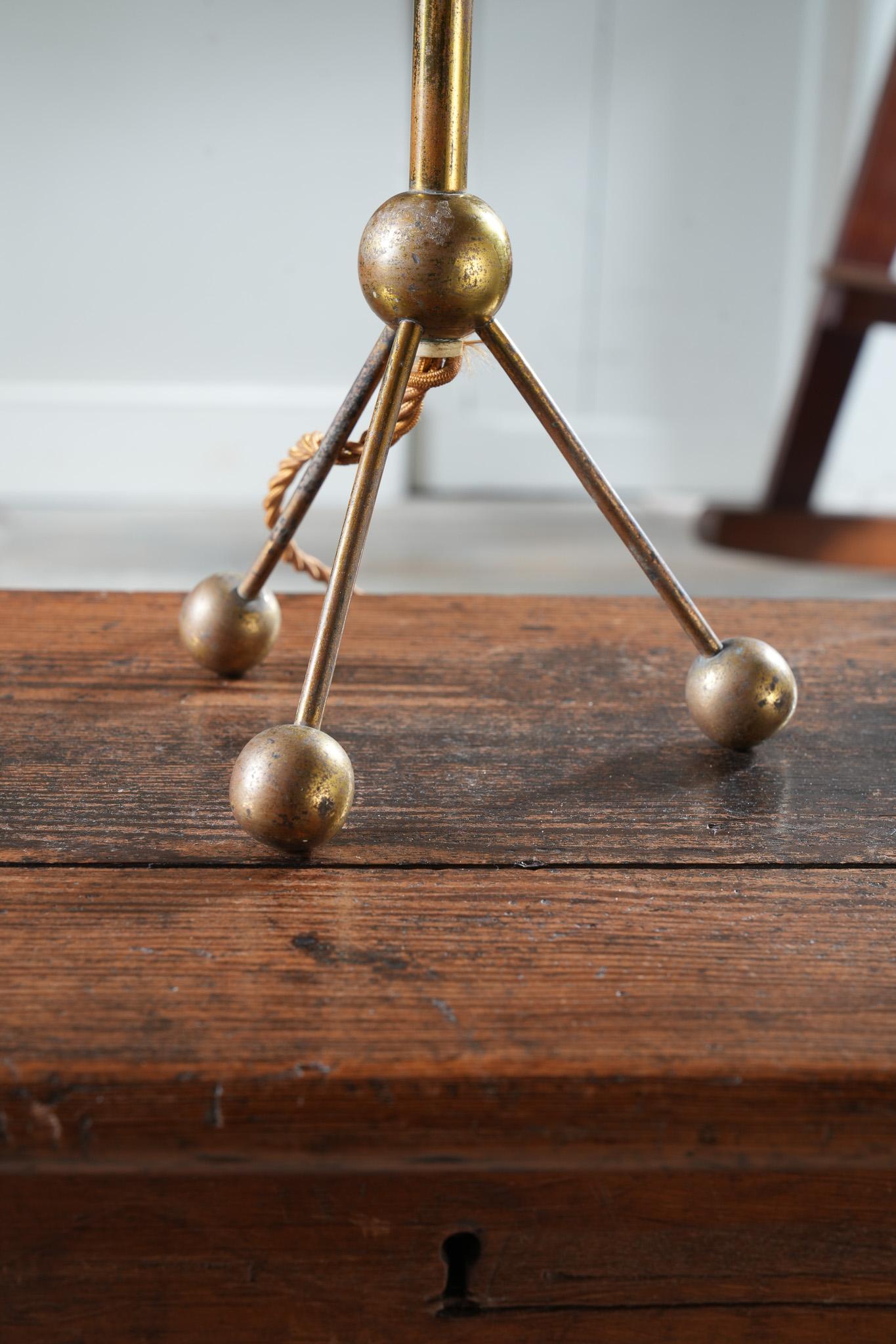 20th Century A Brass Tripod Table Lamp For Sale