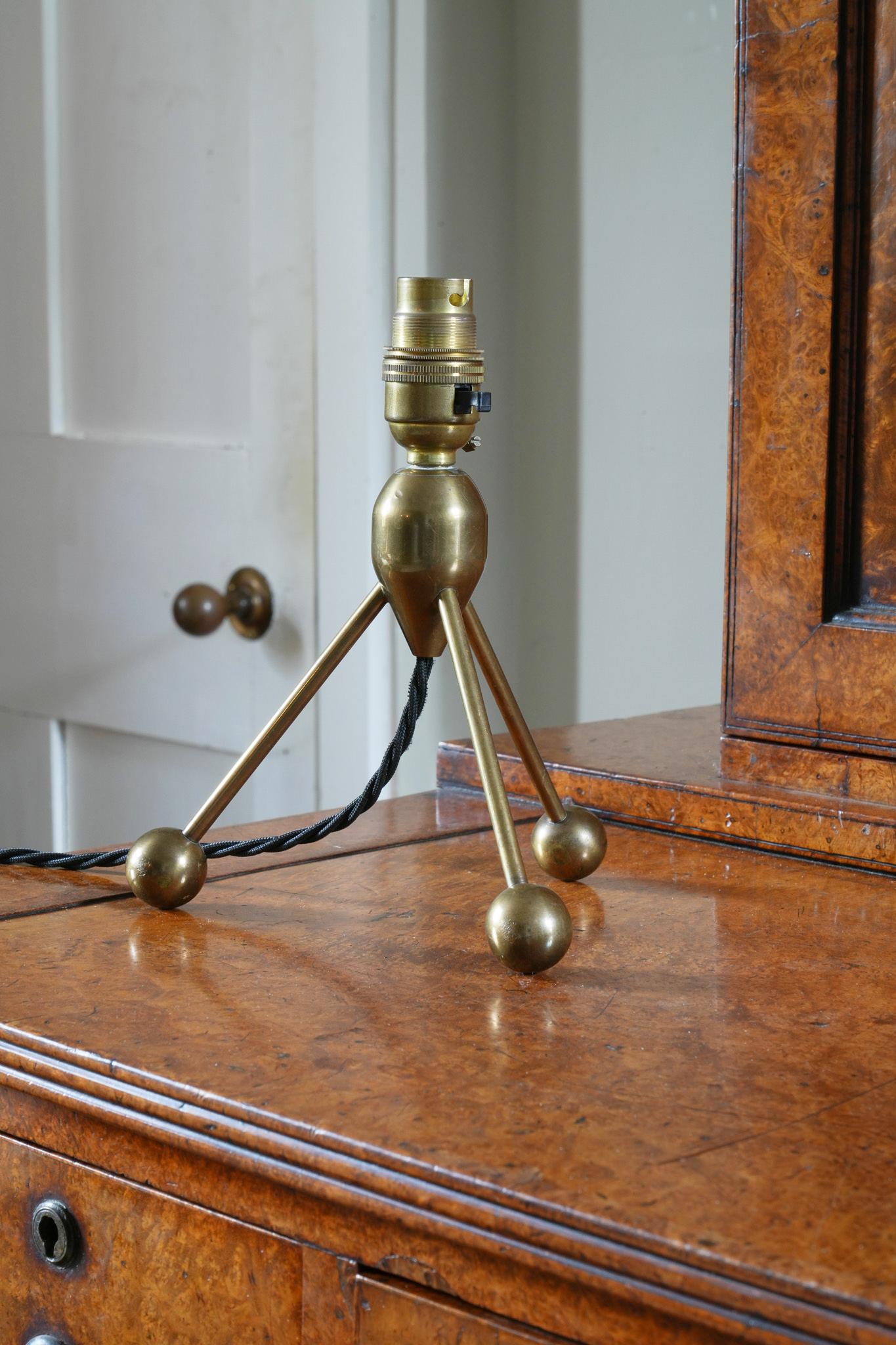 20th Century A Brass Tripod Table Lamp