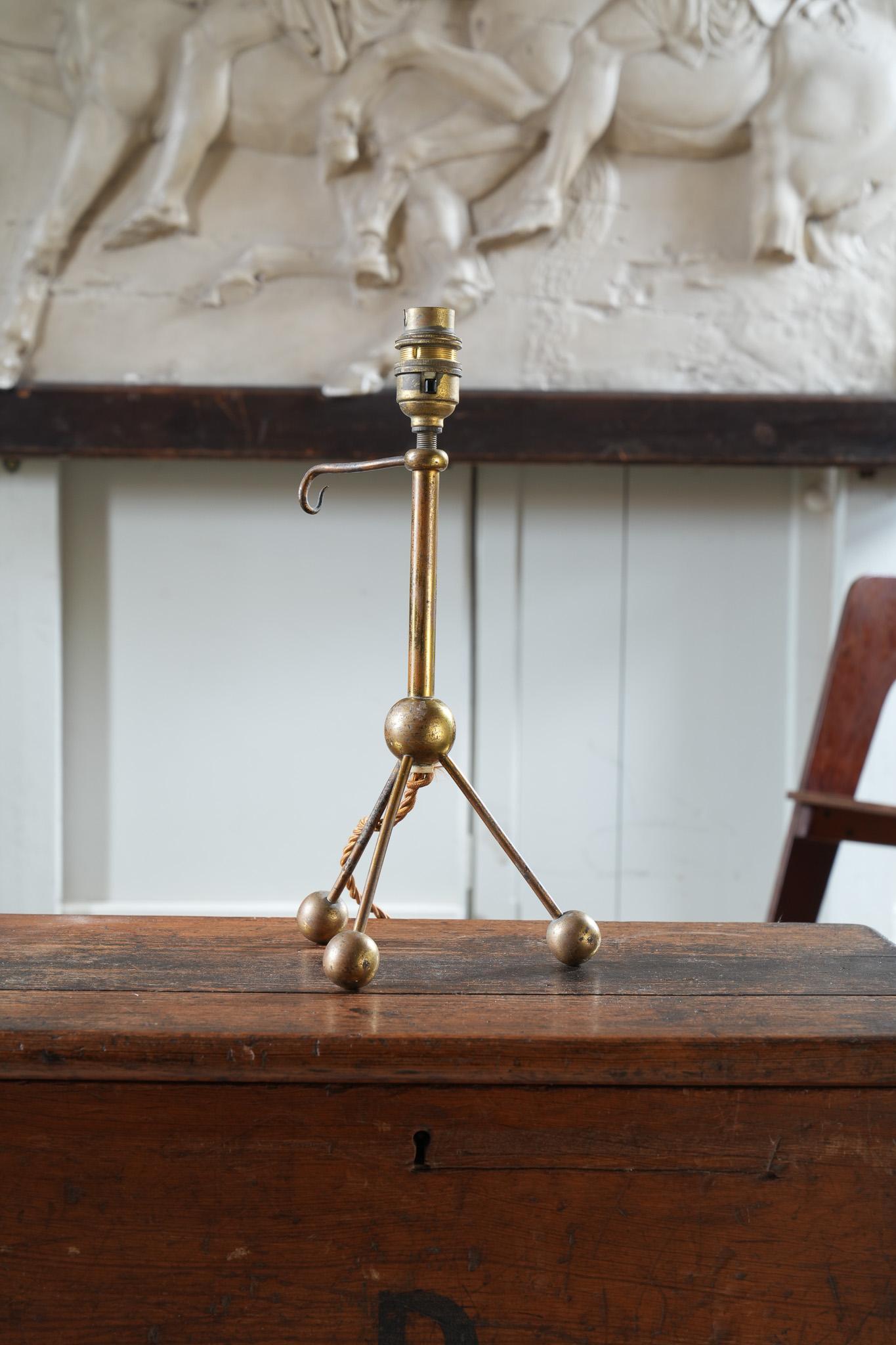 A Brass Tripod Table Lamp For Sale 1