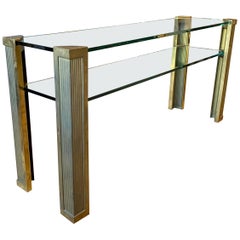 Brass Two-Tiered Console Table by Peter Ghyczy