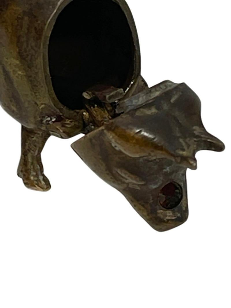 European Brass Vesta Match Case in the Shape of a Pig For Sale