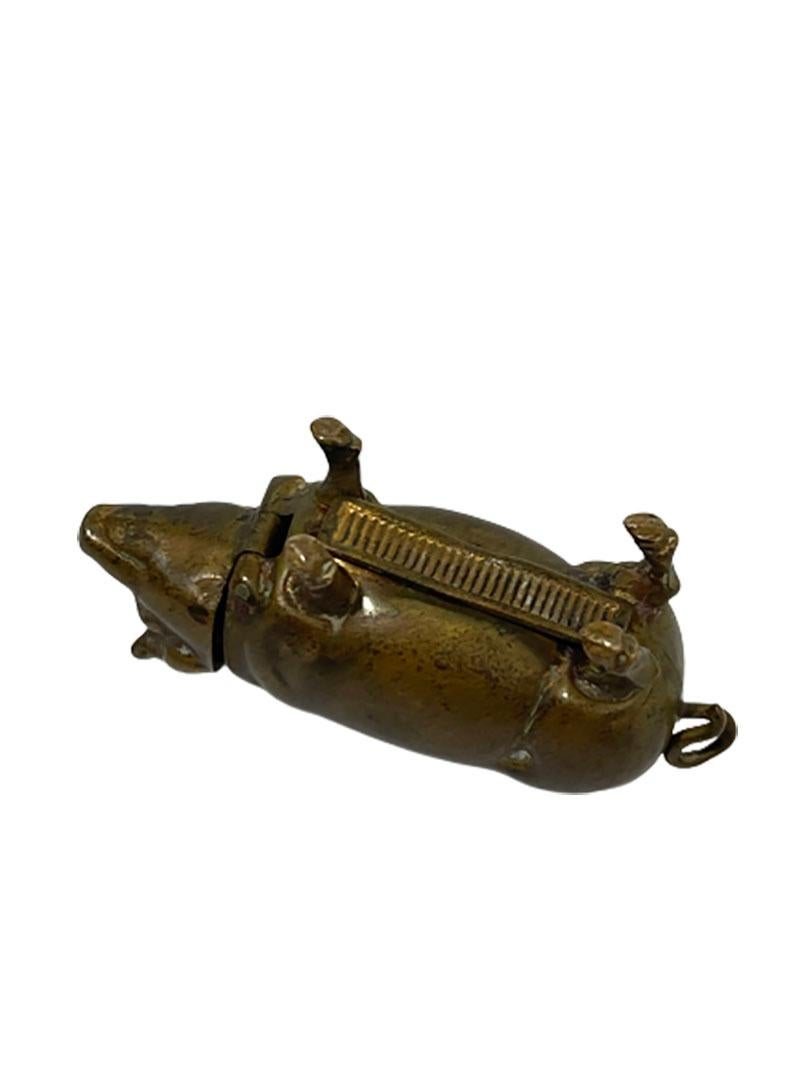 Brass Vesta Match Case in the Shape of a Pig For Sale 1
