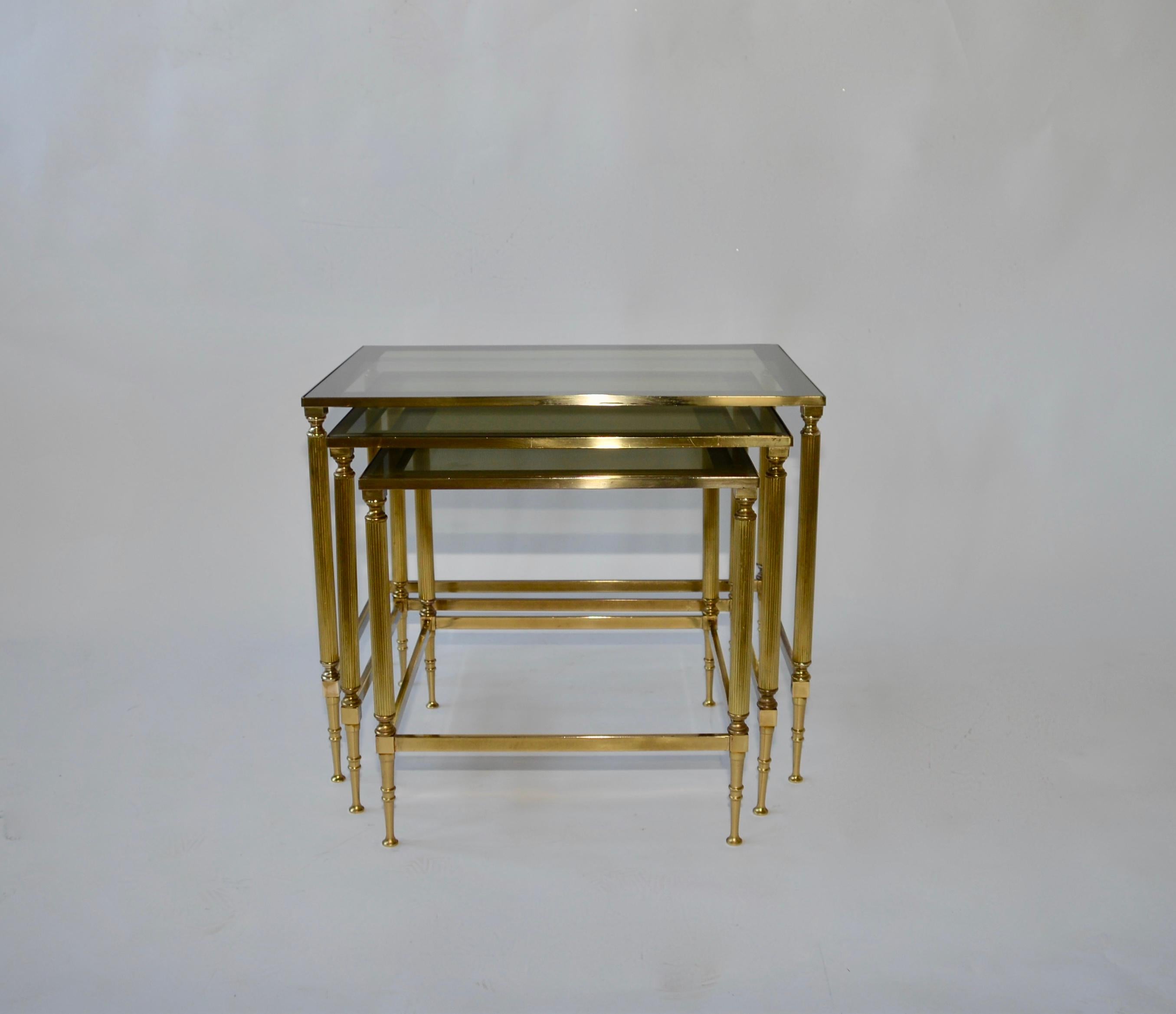 French Brass Vintage Nest of Tables