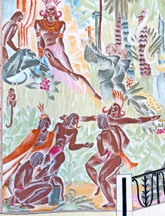 "A Brazilian Embassy, " Colorful Art Deco Mural Study by Briggs at Cornell, 1938