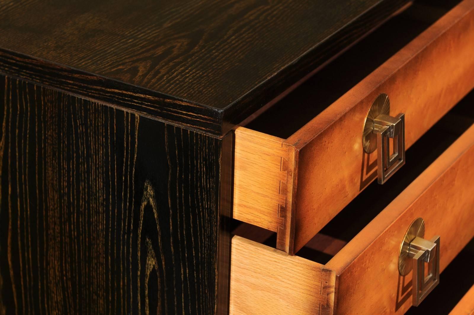 Mid-Century Modern Breathtaking Pair of Chests by Renzo Rutili in Cerused Oak and Birdseye Maple