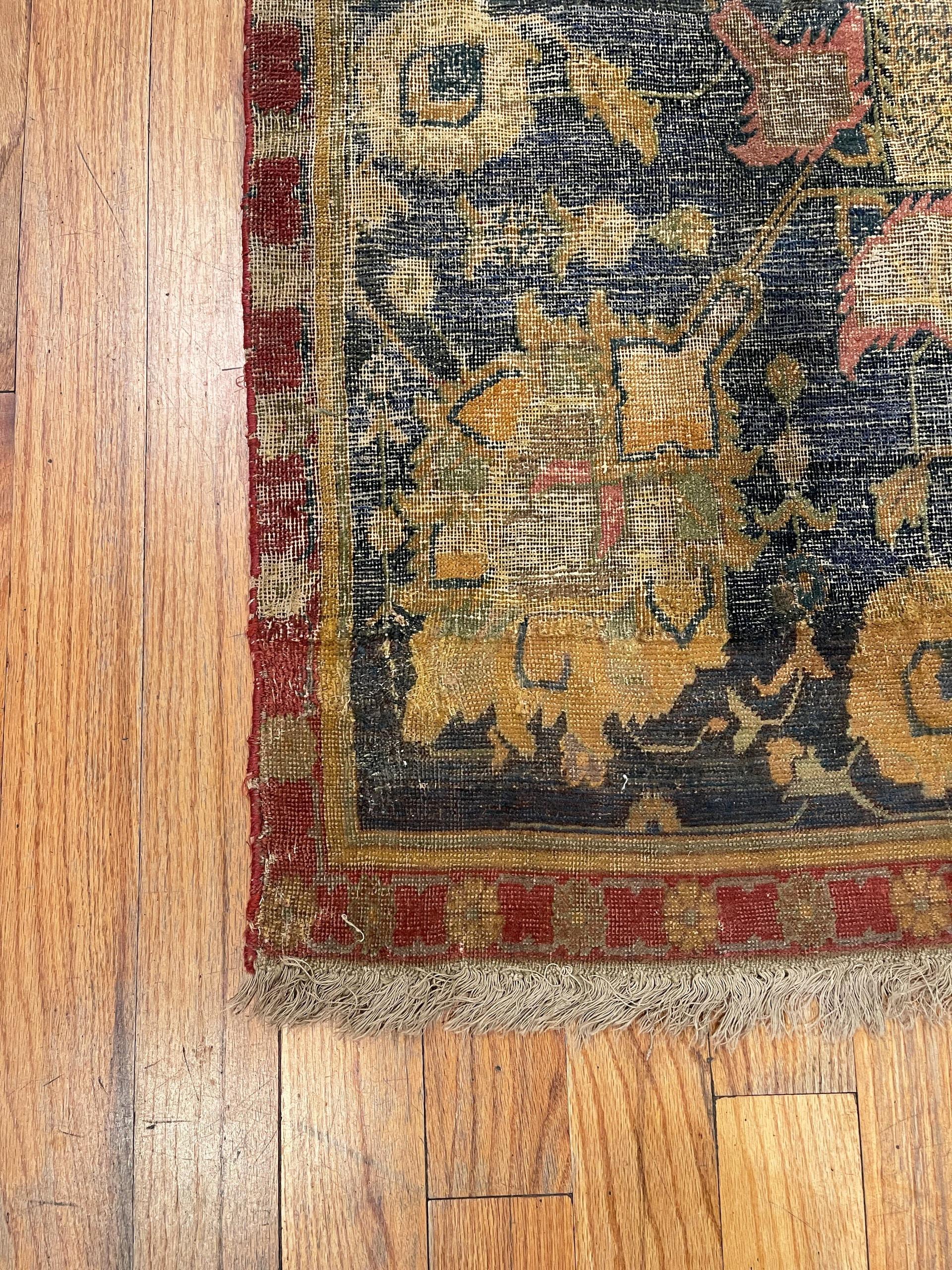 Other A Breathtaking Rare 17th Century Large Antique Persian Isfahan Rug 12'3