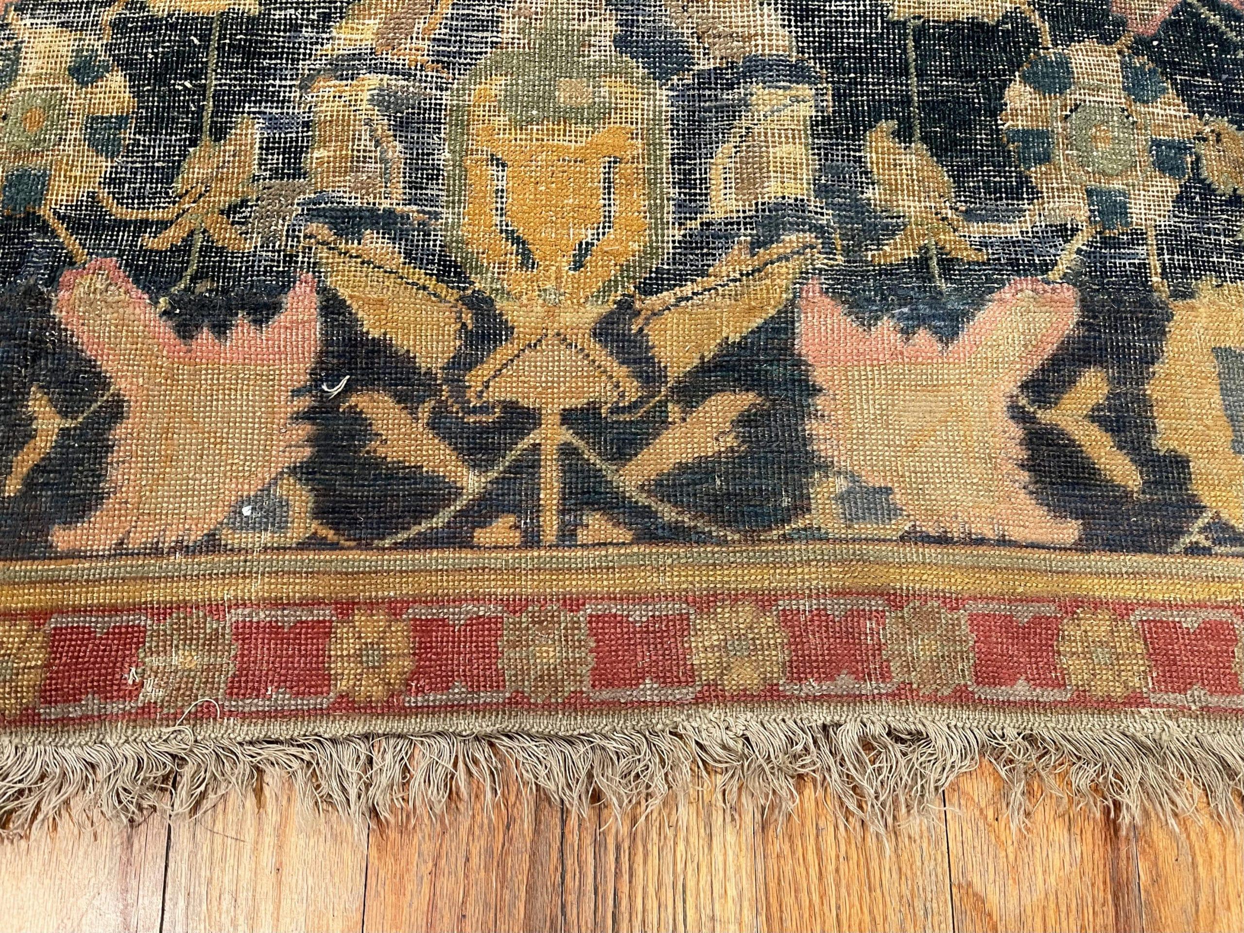 Wool A Breathtaking Rare 17th Century Large Antique Persian Isfahan Rug 12'3