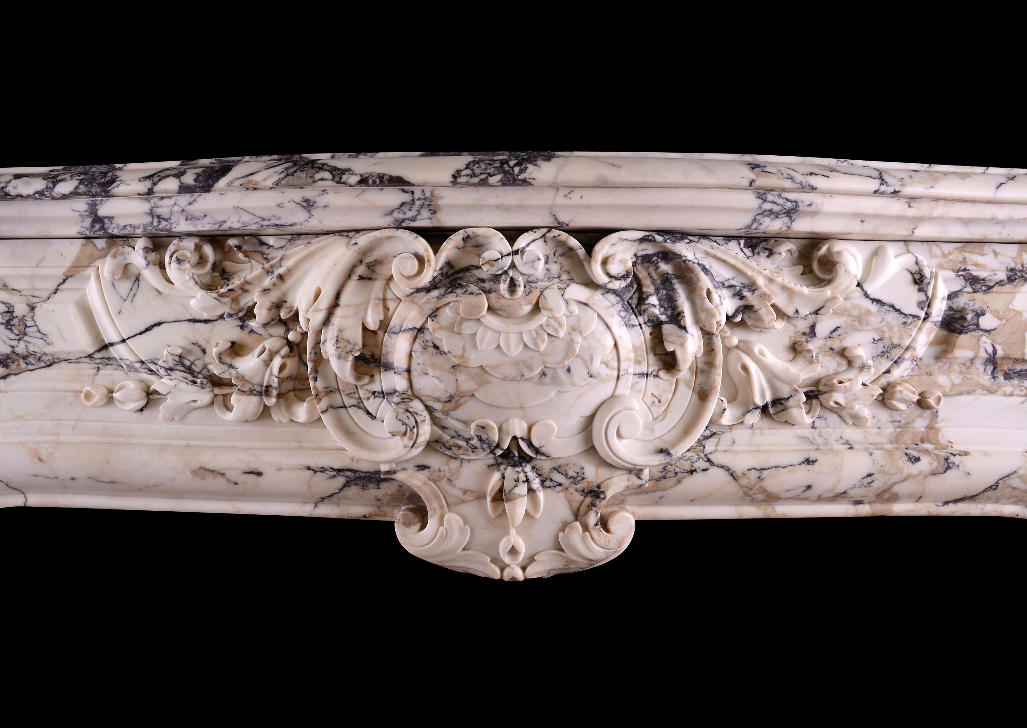 Breccia Louis XIV/XV Transitional Fireplace In Good Condition In London, GB