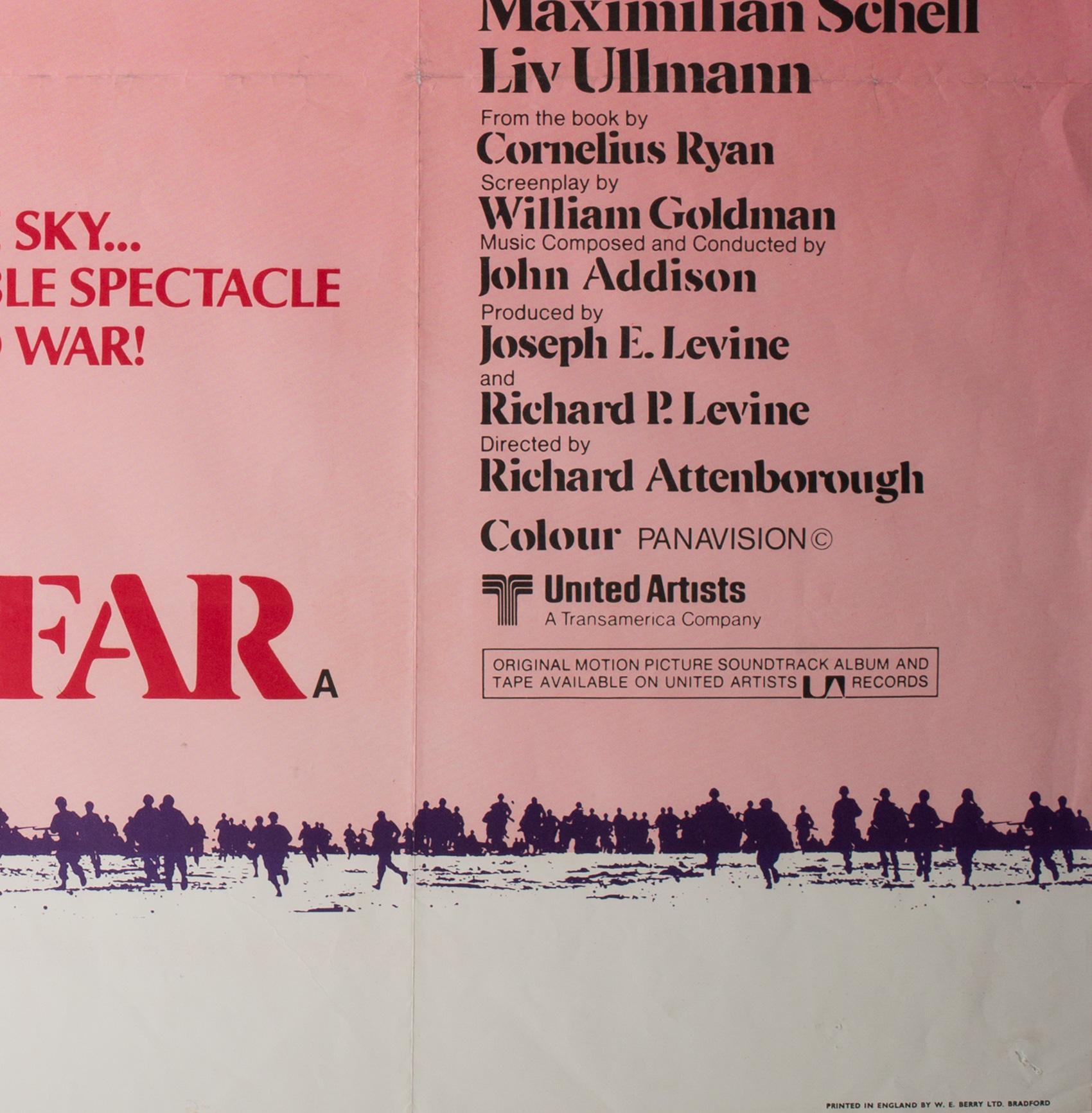 “Out of the sky…The most incredible spectacle of men and war!”

Fabulous original British film poster for 1970s war Epic A Bridge Too Far. The style B poster being by far the most interesting for the title.

In Excellent/Near Mint Folded (as