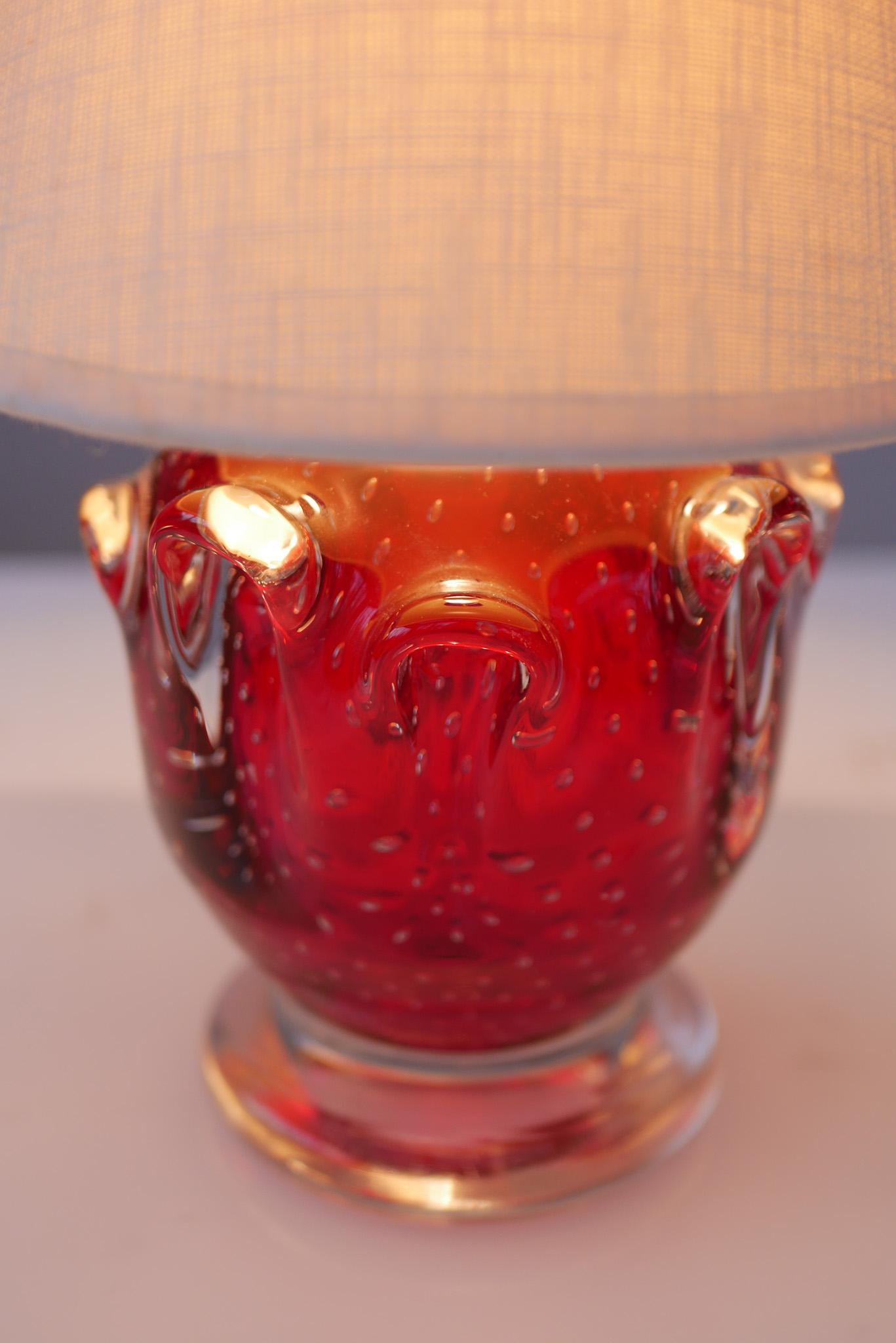 Lampe en cristal rouge vif de Börne Augustsson pour Åseda, Suède en vente 3