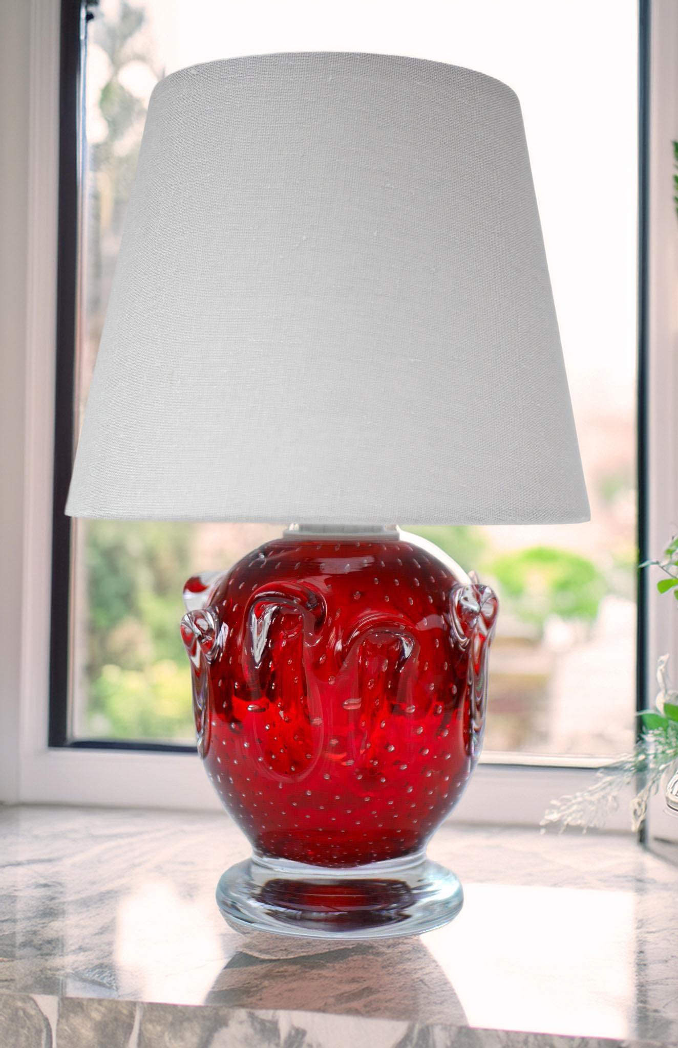 Mid-Century Modern Lampe en cristal rouge vif de Börne Augustsson pour Åseda, Suède en vente
