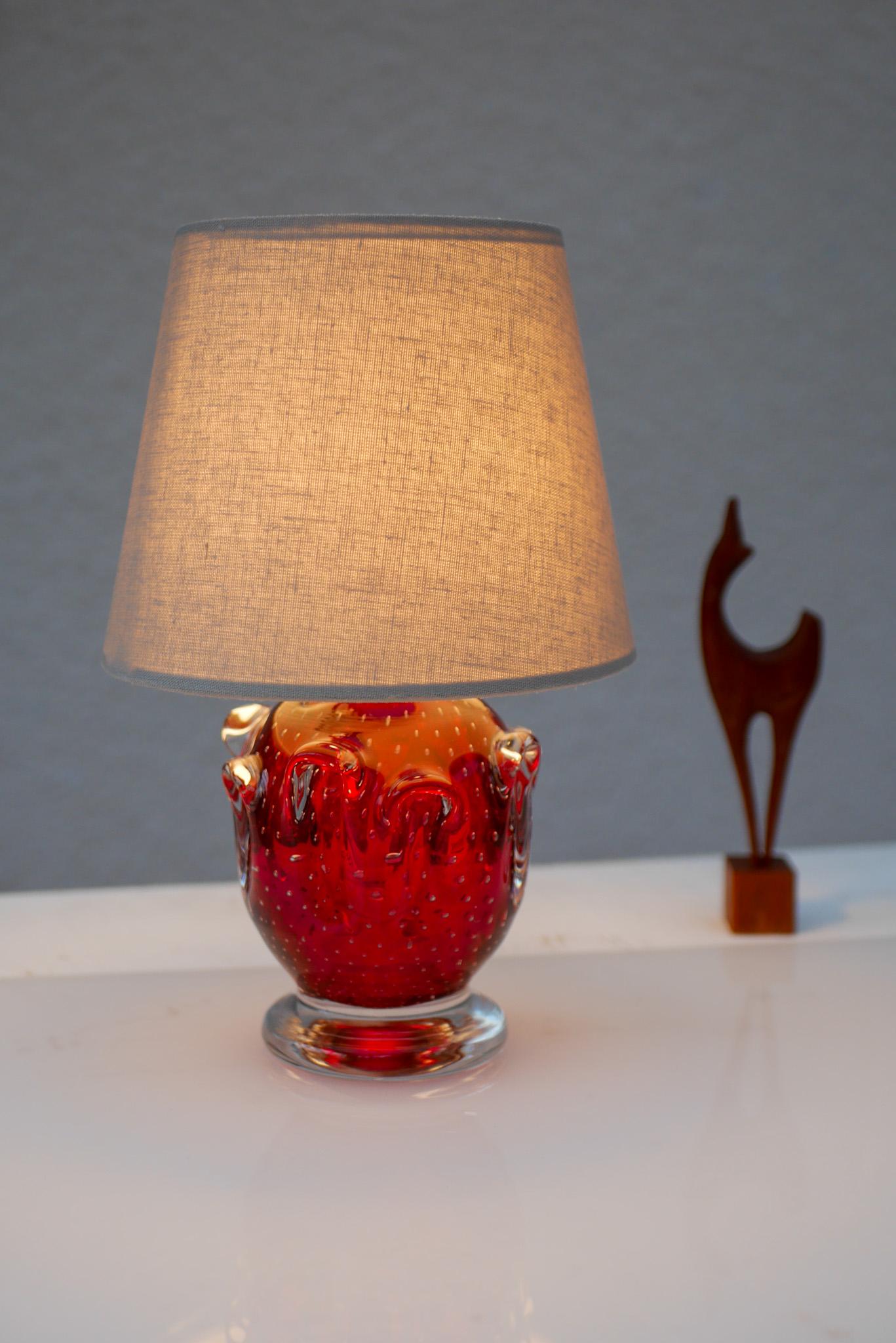 Lampe en cristal rouge vif de Börne Augustsson pour Åseda, Suède en vente 2