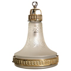 A Brilliant Cut Glass Brutalist Ceiling Light