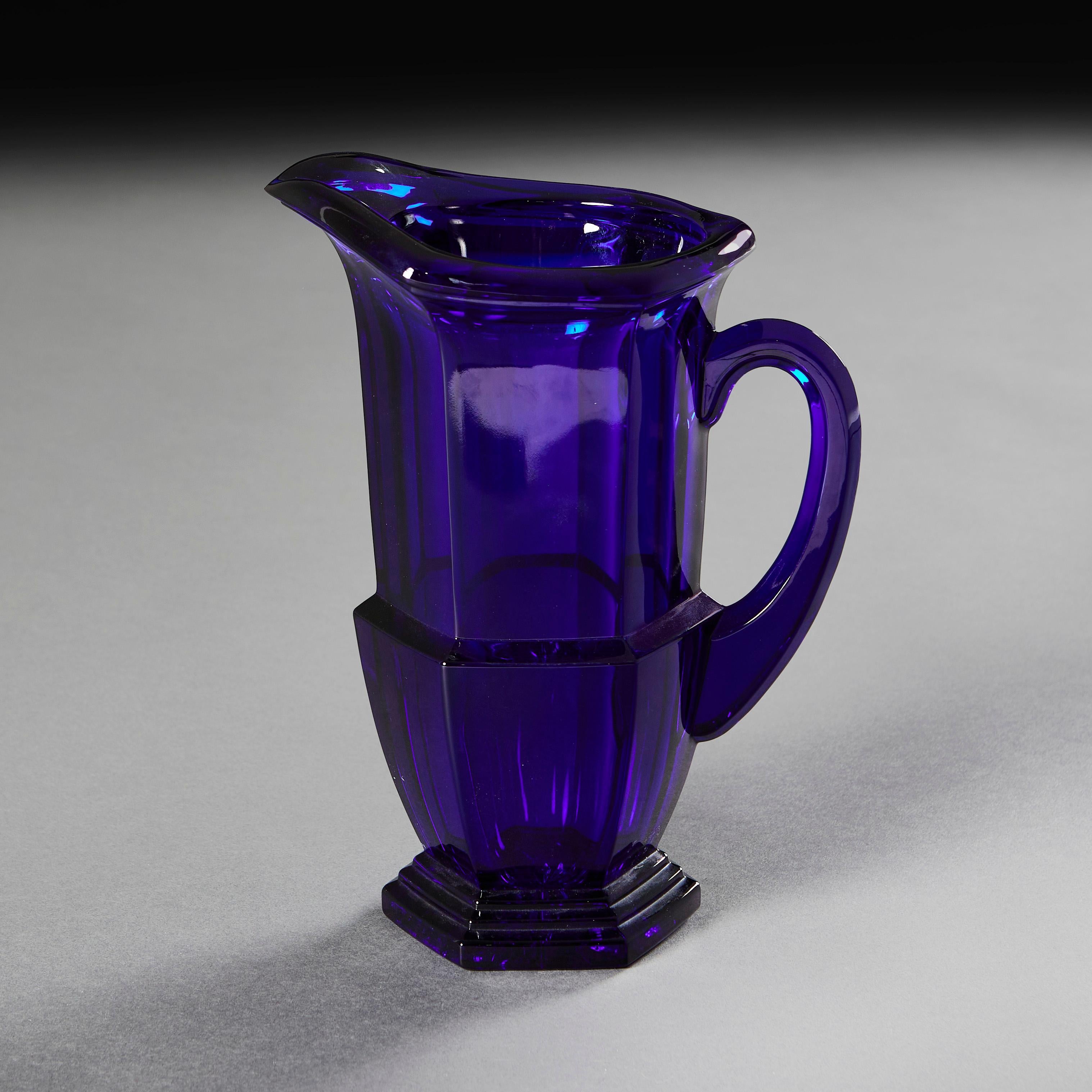 English A Bristol Blue Glass Water Jug For Sale