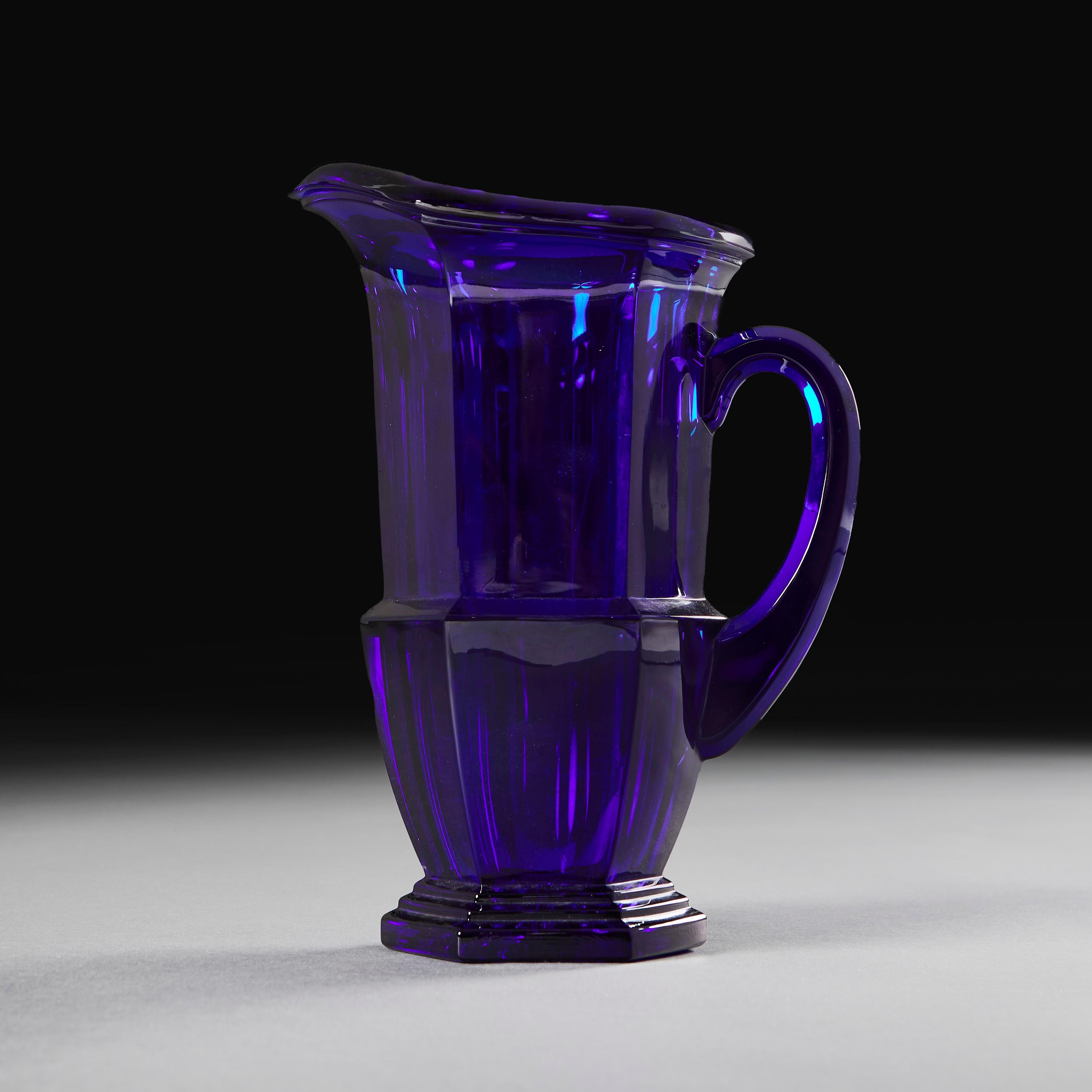 A Bristol Blue Glass Water Jug In Good Condition For Sale In London, GB