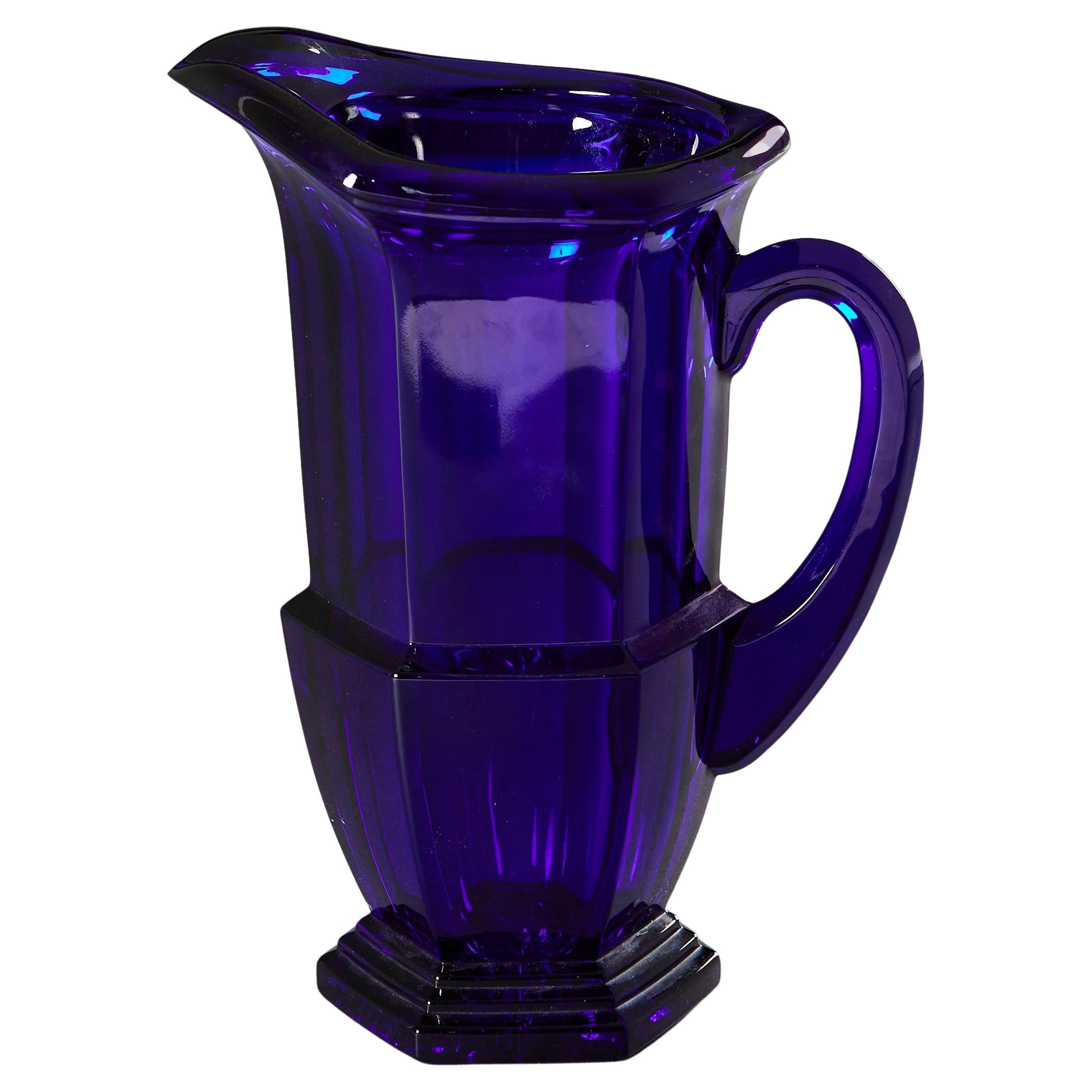 A Bristol Blue Glass Water Jug For Sale