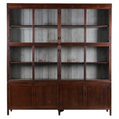 Retro A British Colonial Art Deco Teak Bookcase with Lower Storage 
