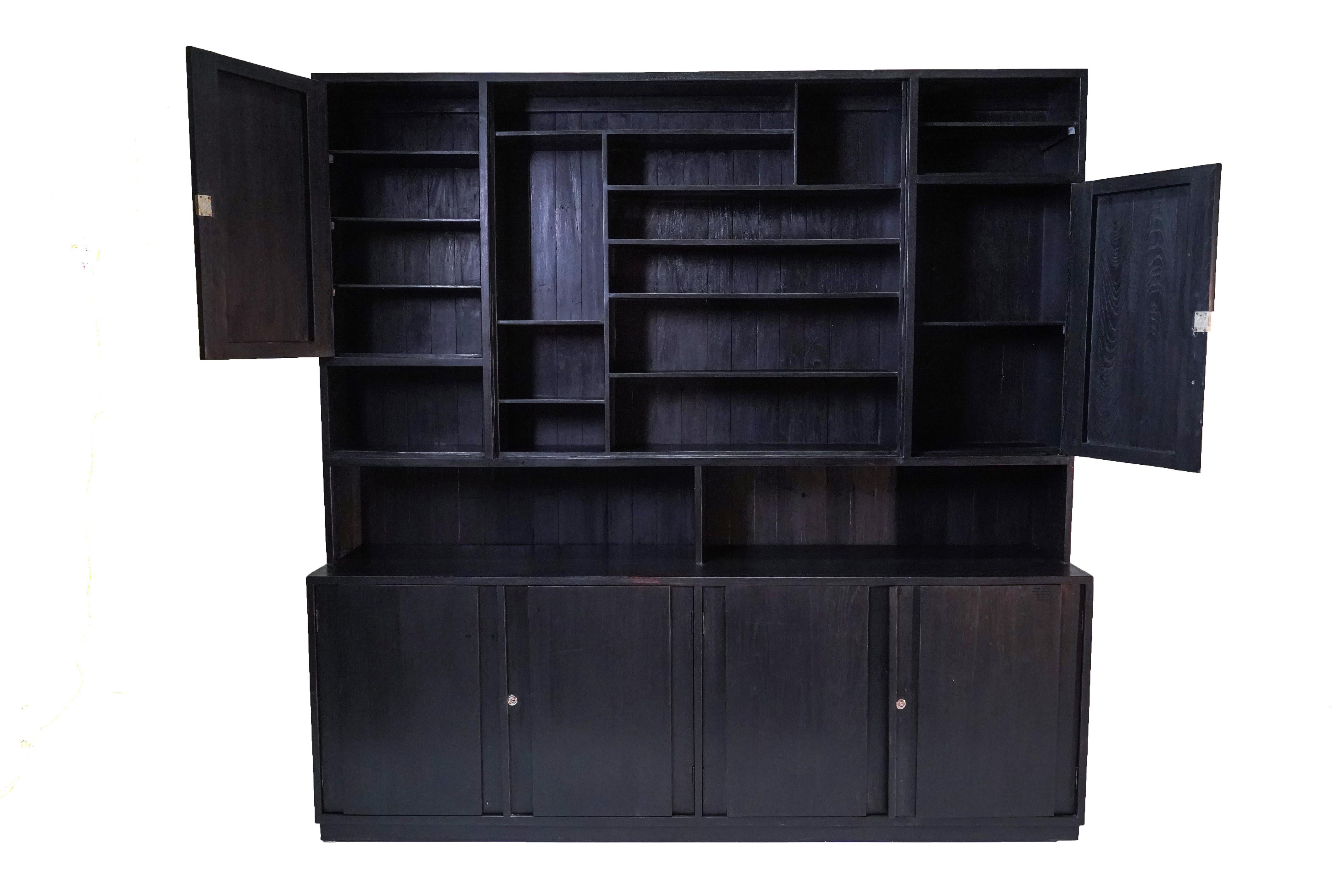 Burmese British Colonial Teak Wood Bookcase For Sale