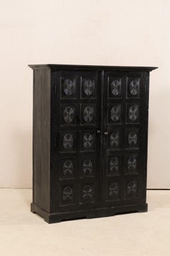 British Colonial Ebonized Wood Cabinet from Mid-20th Century