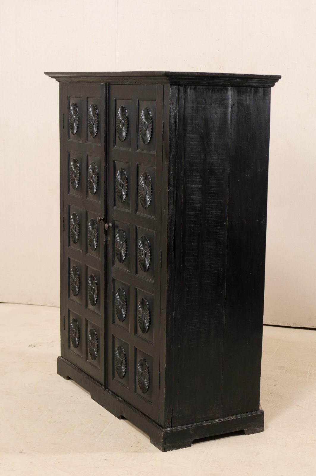 British Colonial Ebonized Wood Cabinet from Mid-20th Century 3