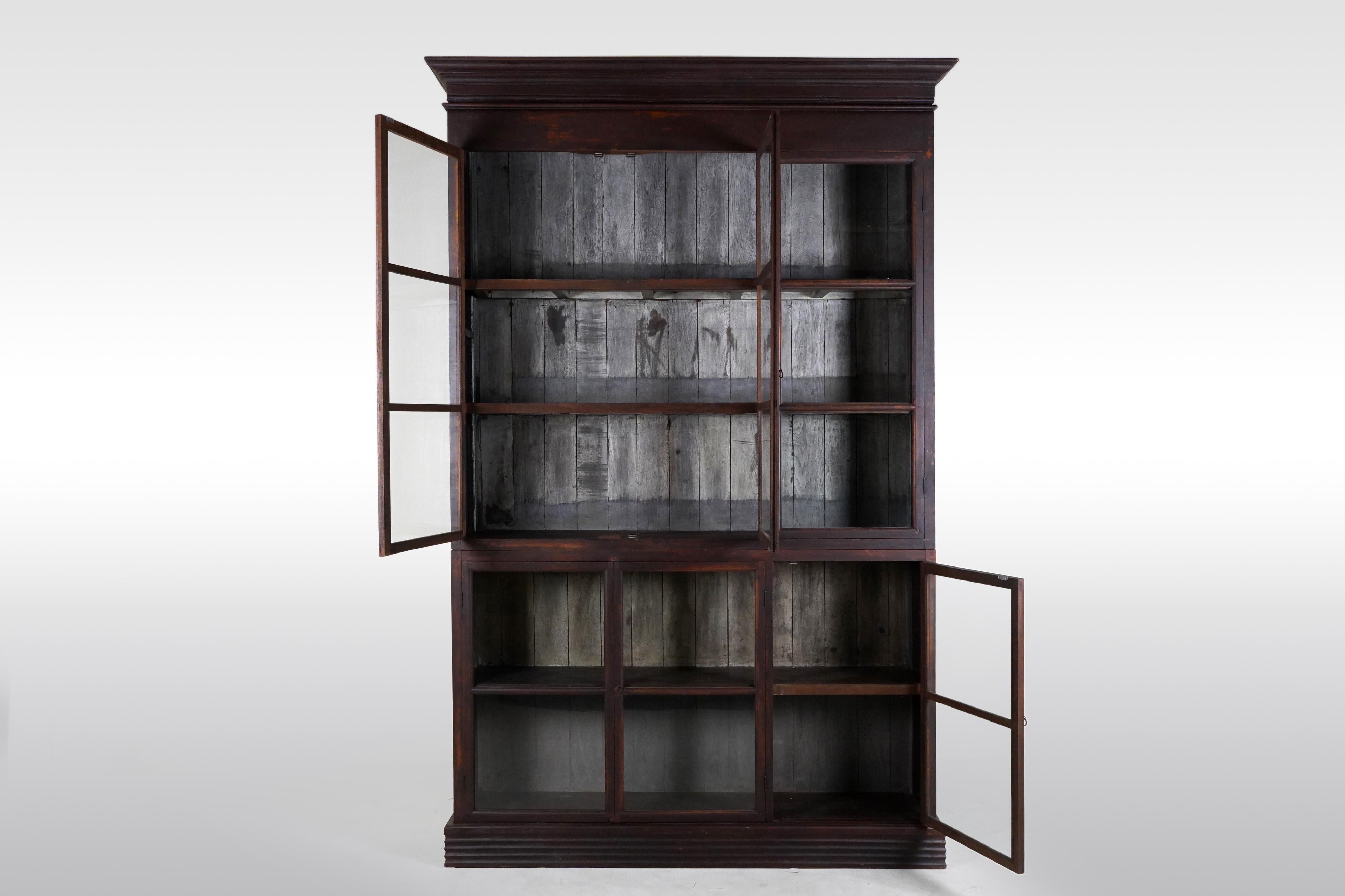 Burmese A British Colonial Teak Wood Bookcase For Sale