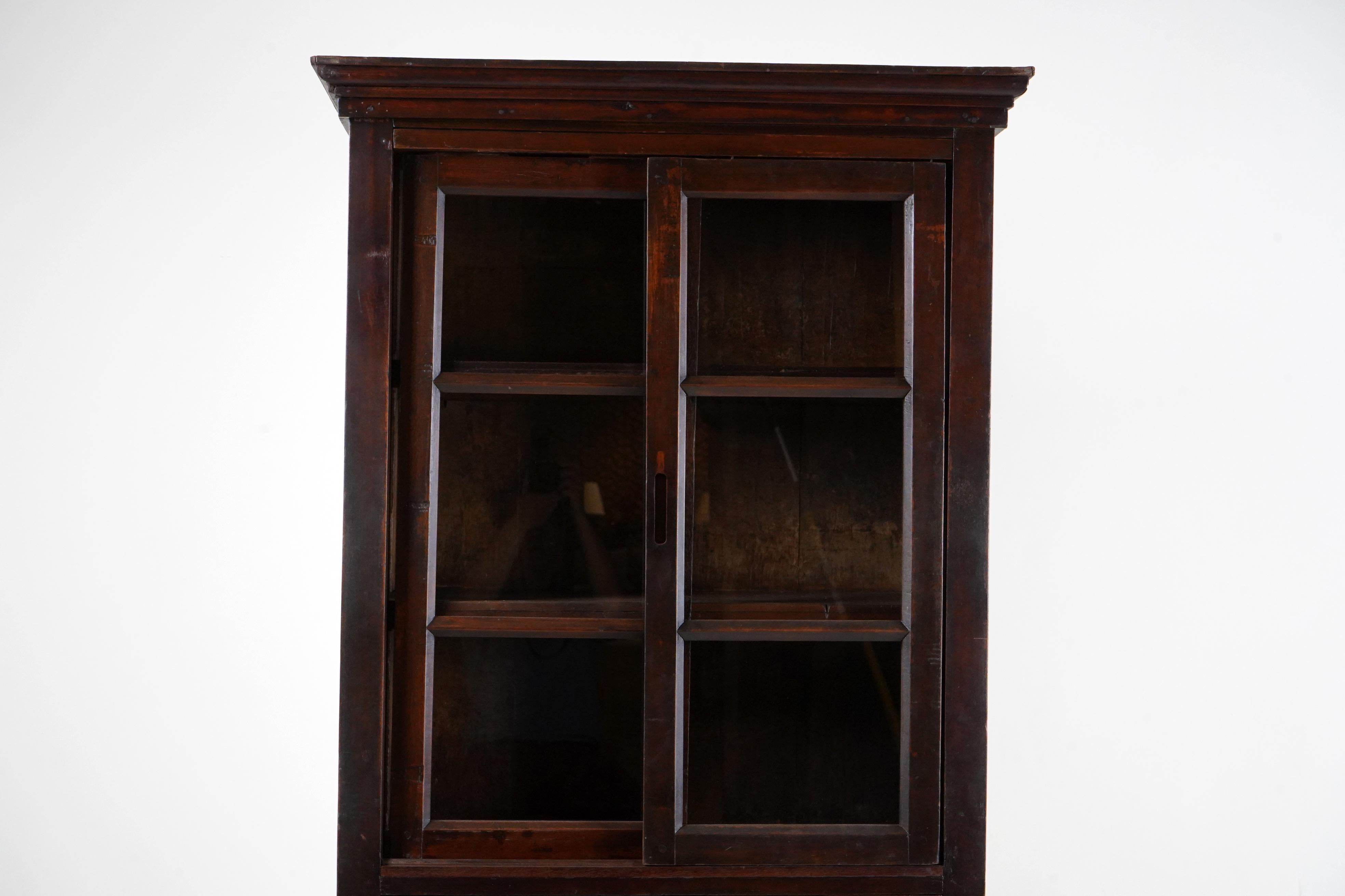 A British Colonial Teak Wood  Book Cabinet  1
