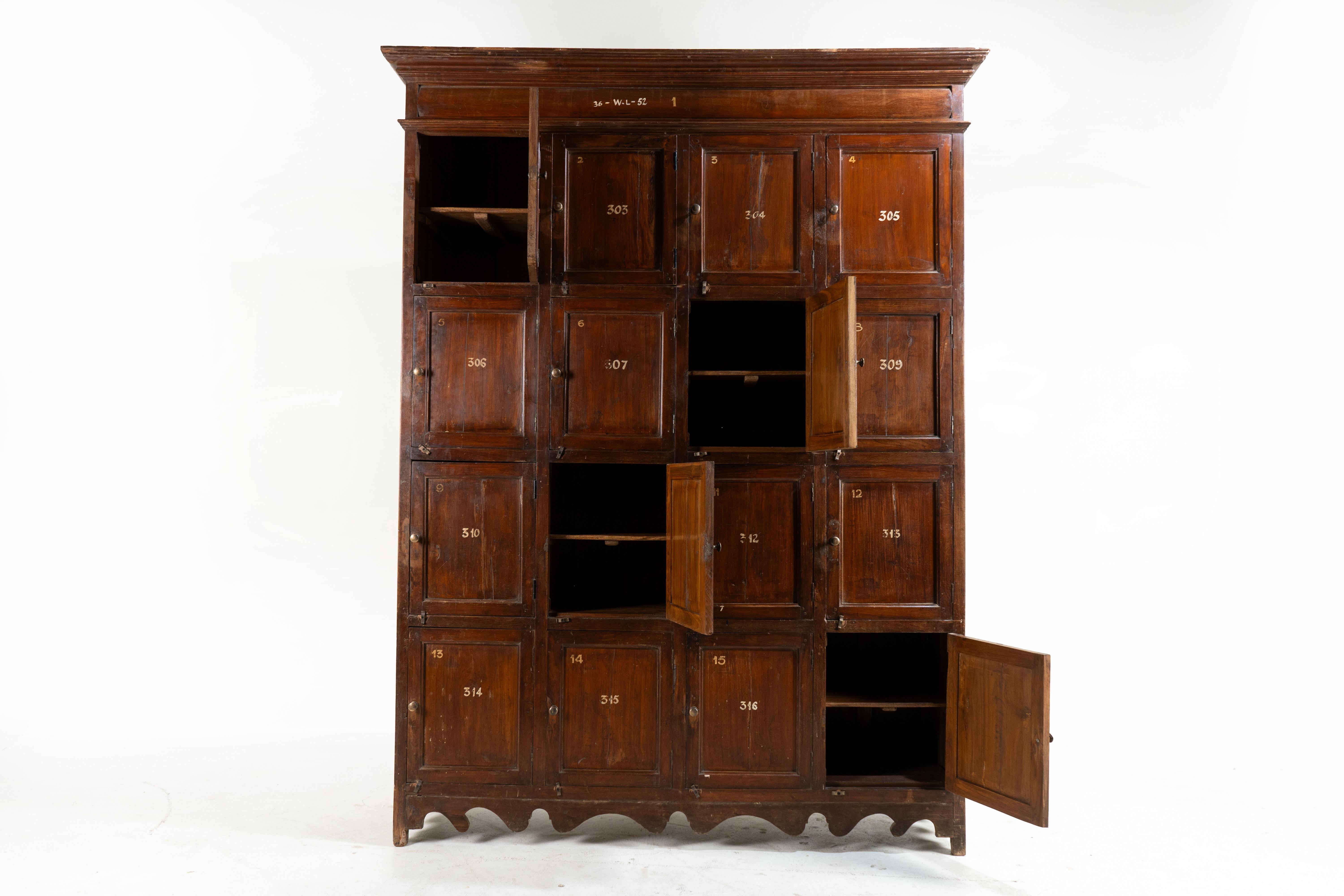 Indian A British Colonial Teakwood Numbered Locker