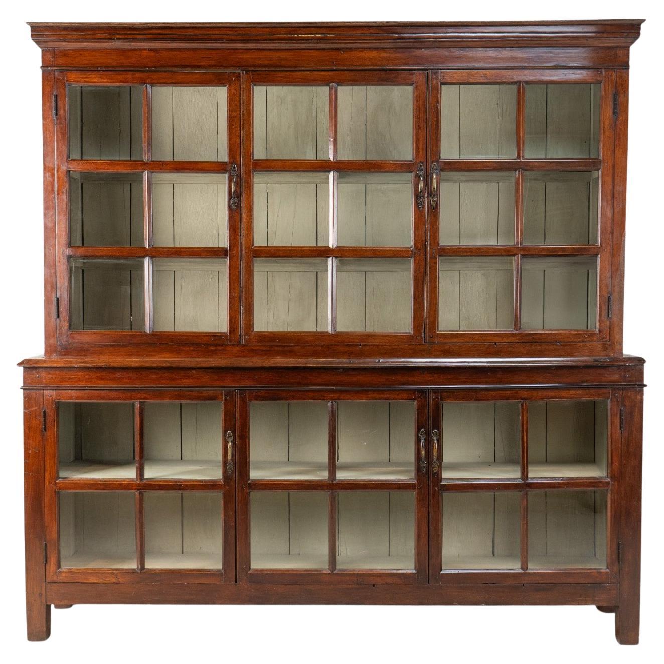 British Colonial Style Faux Bamboo and Leather Bookcase For Sale at ...
