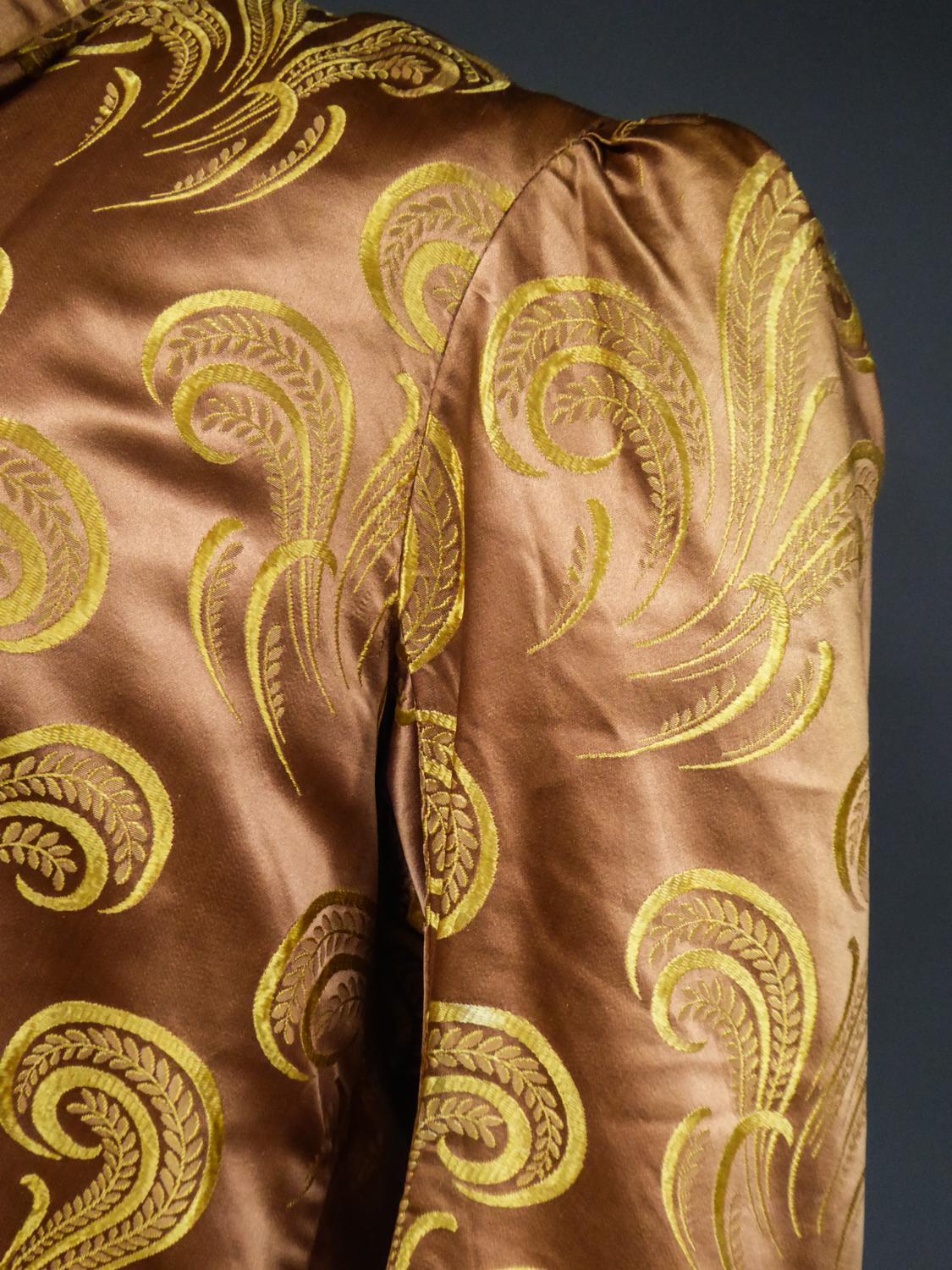 A French Brocaded Satin Silk Evening Jacket Circa 1930/1950 For Sale 3