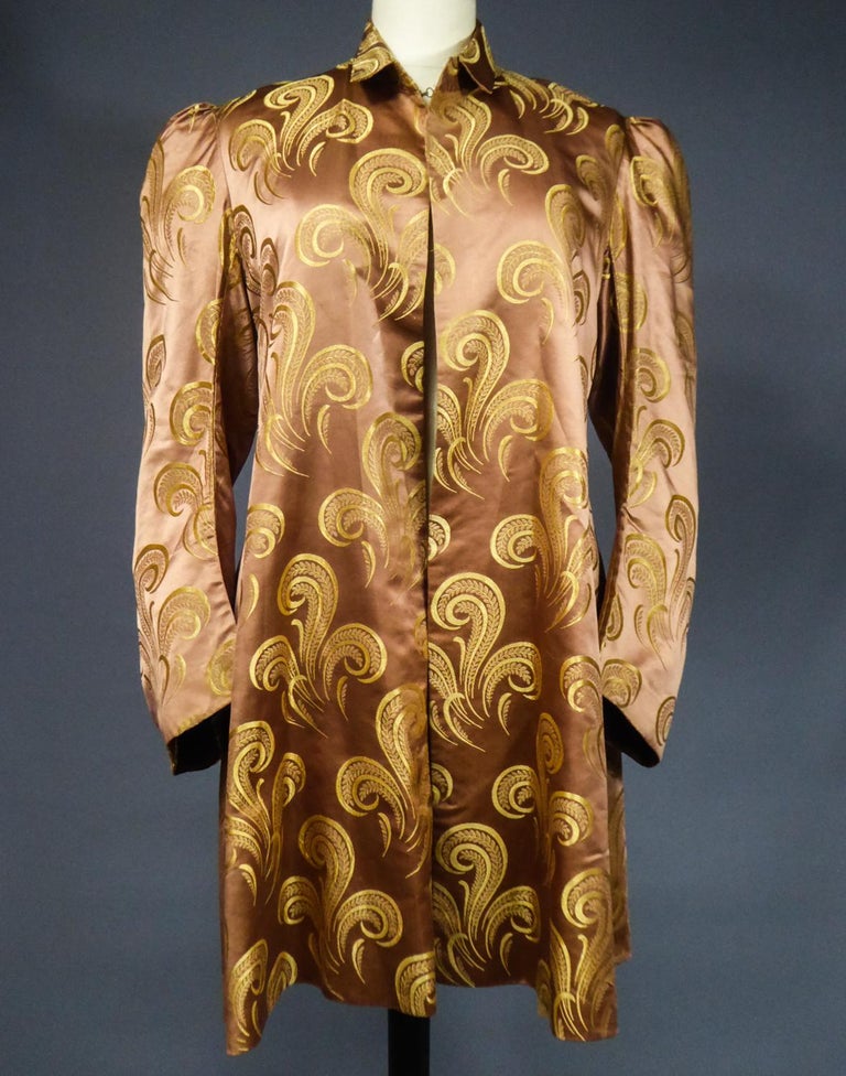 A Brocaded Satin Silk Evening Jacket Circa 1930/1950 For Sale at 1stdibs