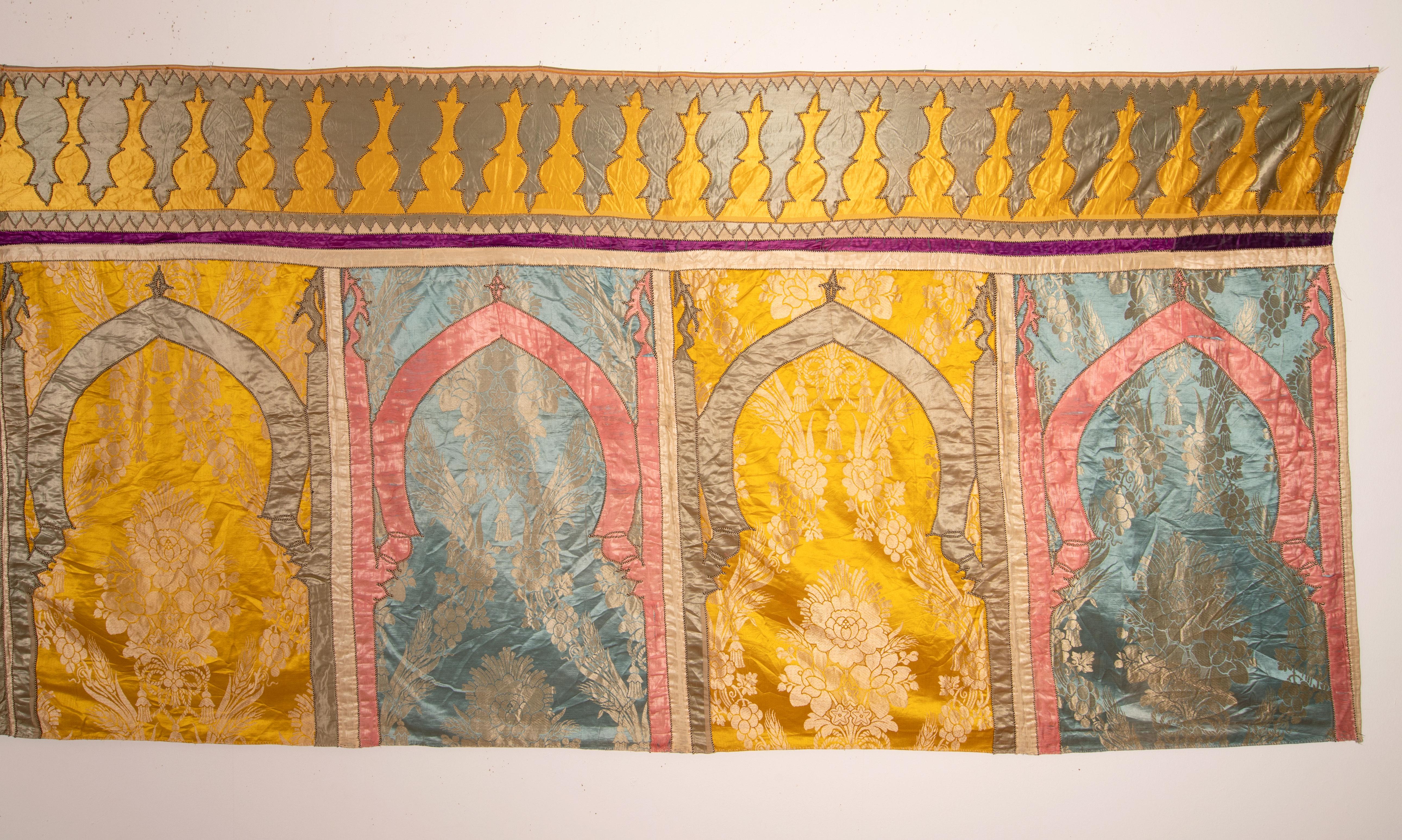 20th Century Brocaded Silk Tent Hanging 'Haiti', Moroccan, North African, L 19th / E 20th C For Sale