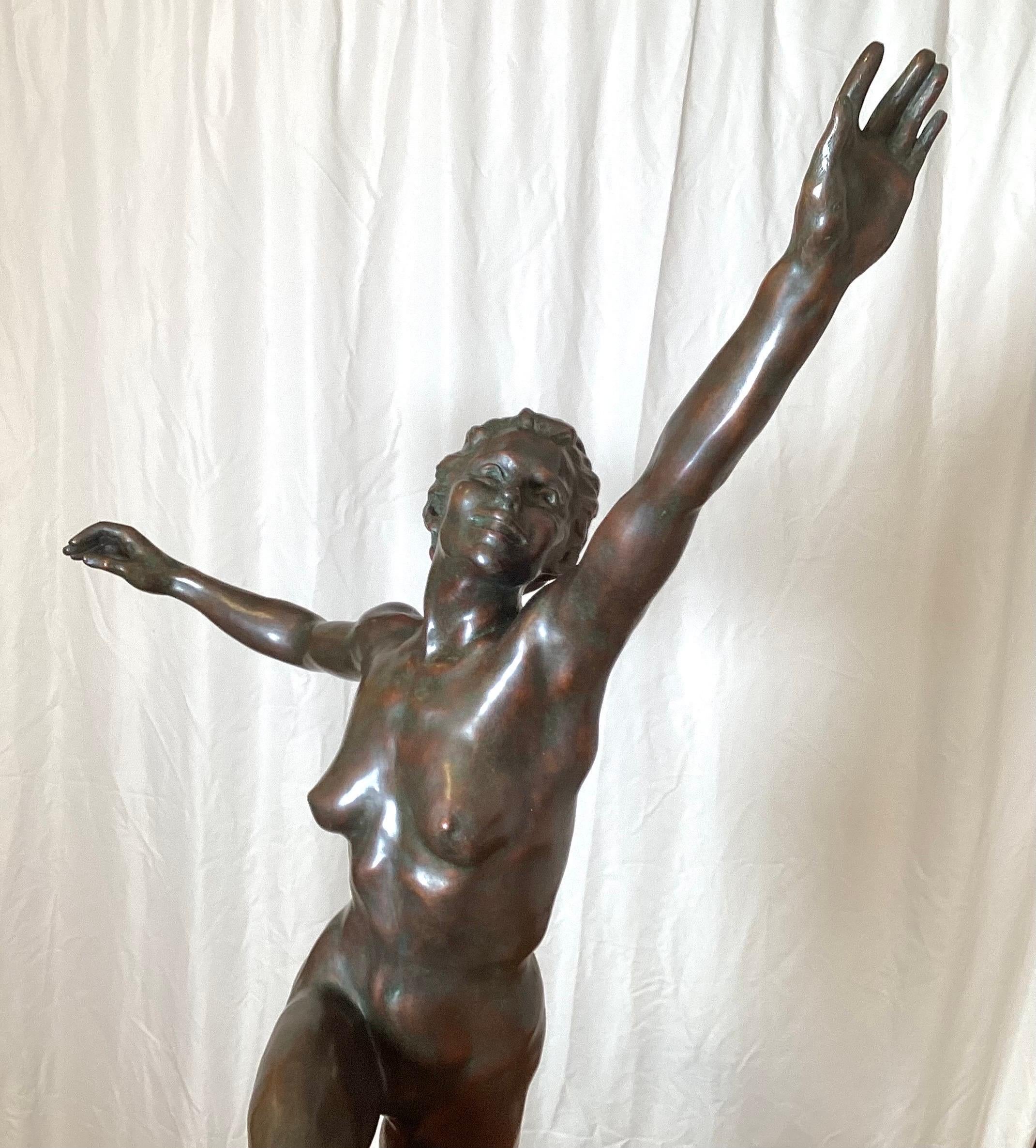 Patinated A Bronze and Marble Sculpture titled Joy by Kirsten Kokkin For Sale