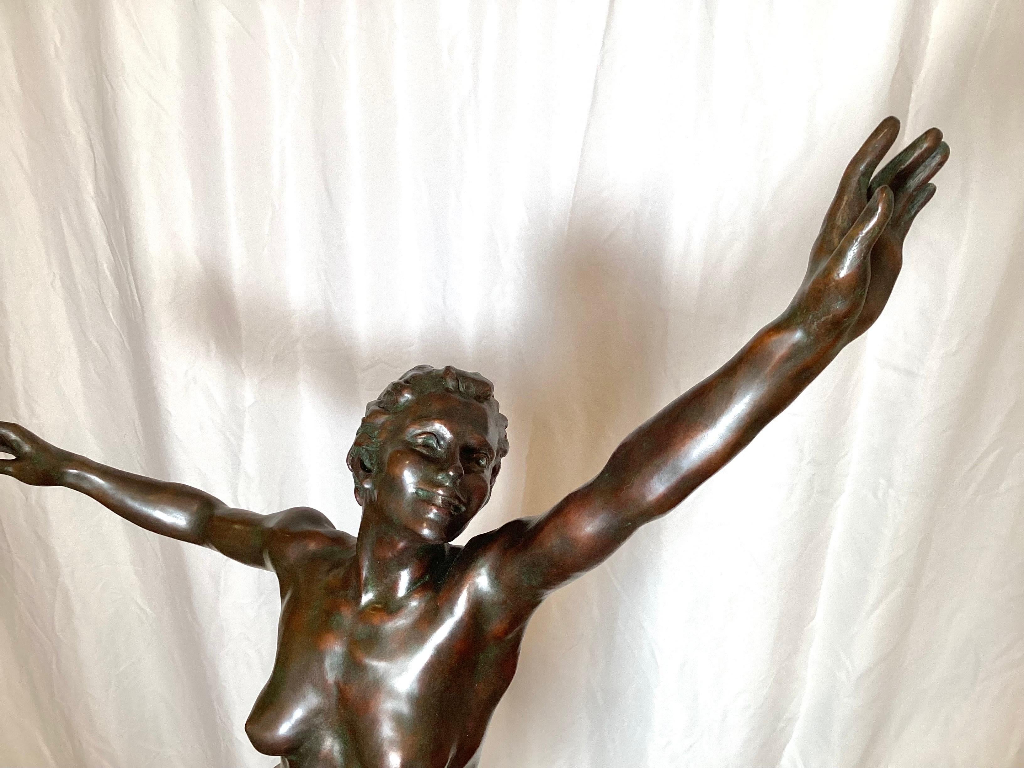 A Bronze and Marble Sculpture titled Joy by Kirsten Kokkin For Sale 3