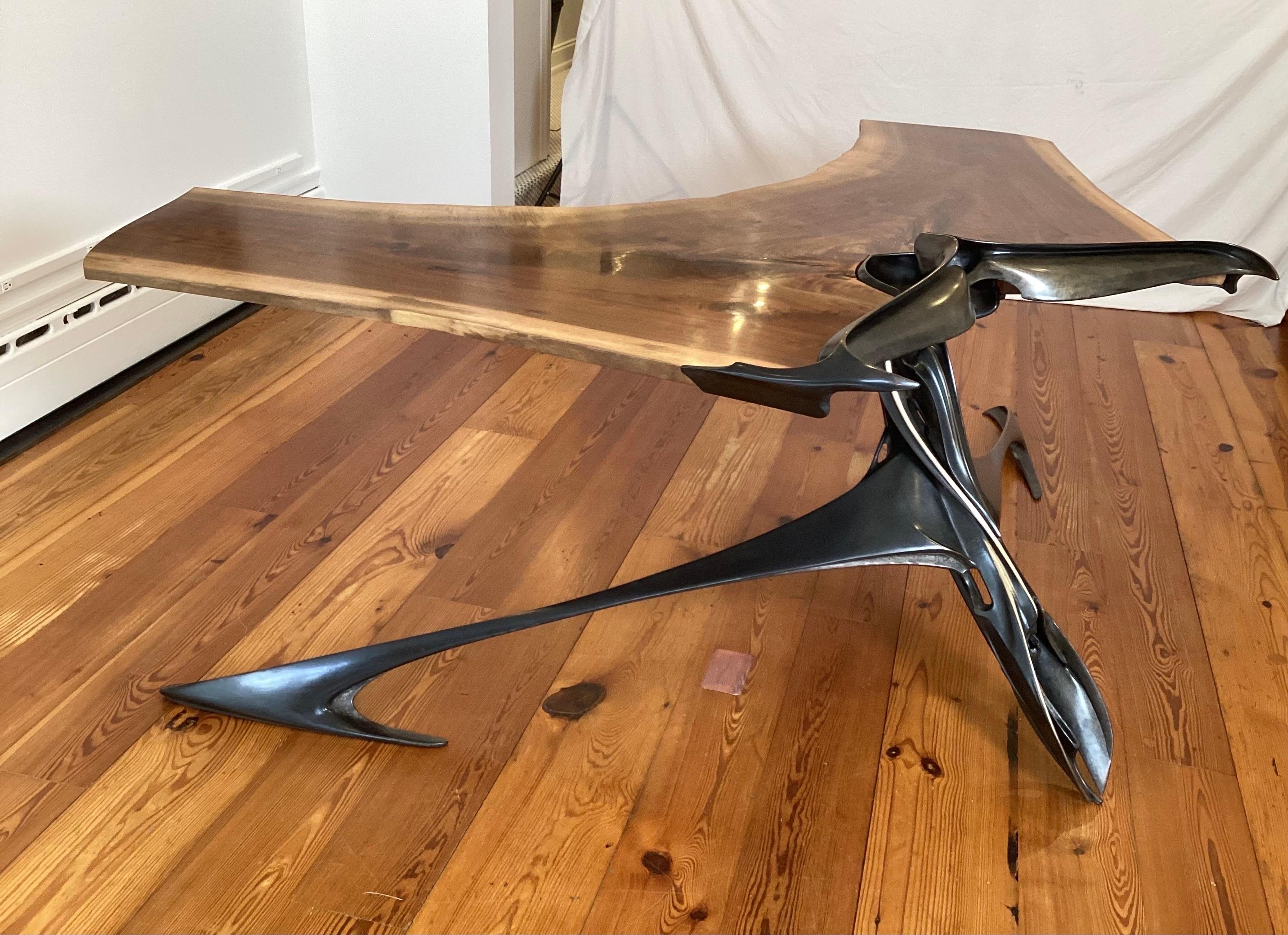 Modern A Bronze and Walnut Papiolo Desk by Lawrence Welker IV For Sale