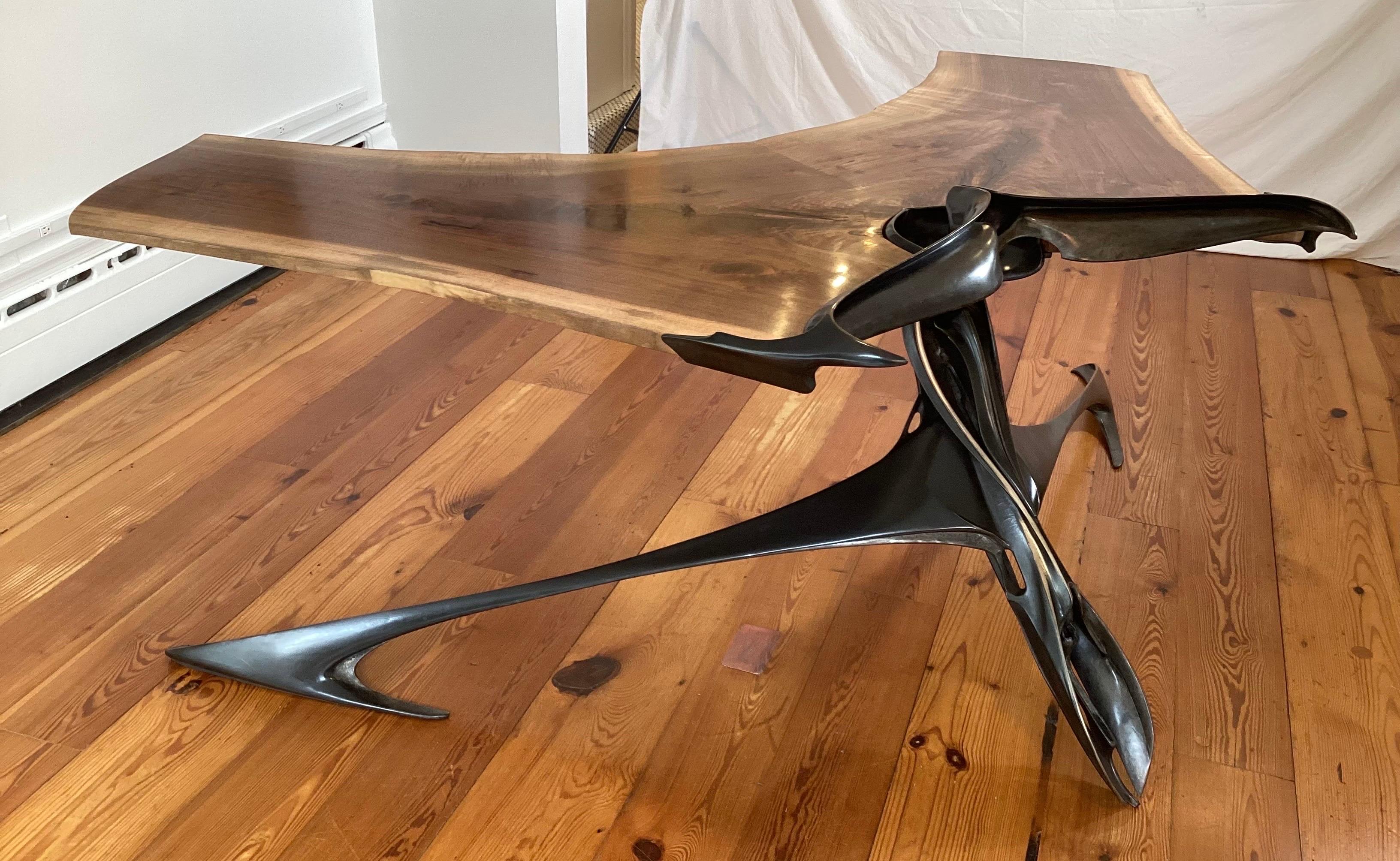 Contemporary A Bronze and Walnut Papiolo Desk by Lawrence Welker IV For Sale