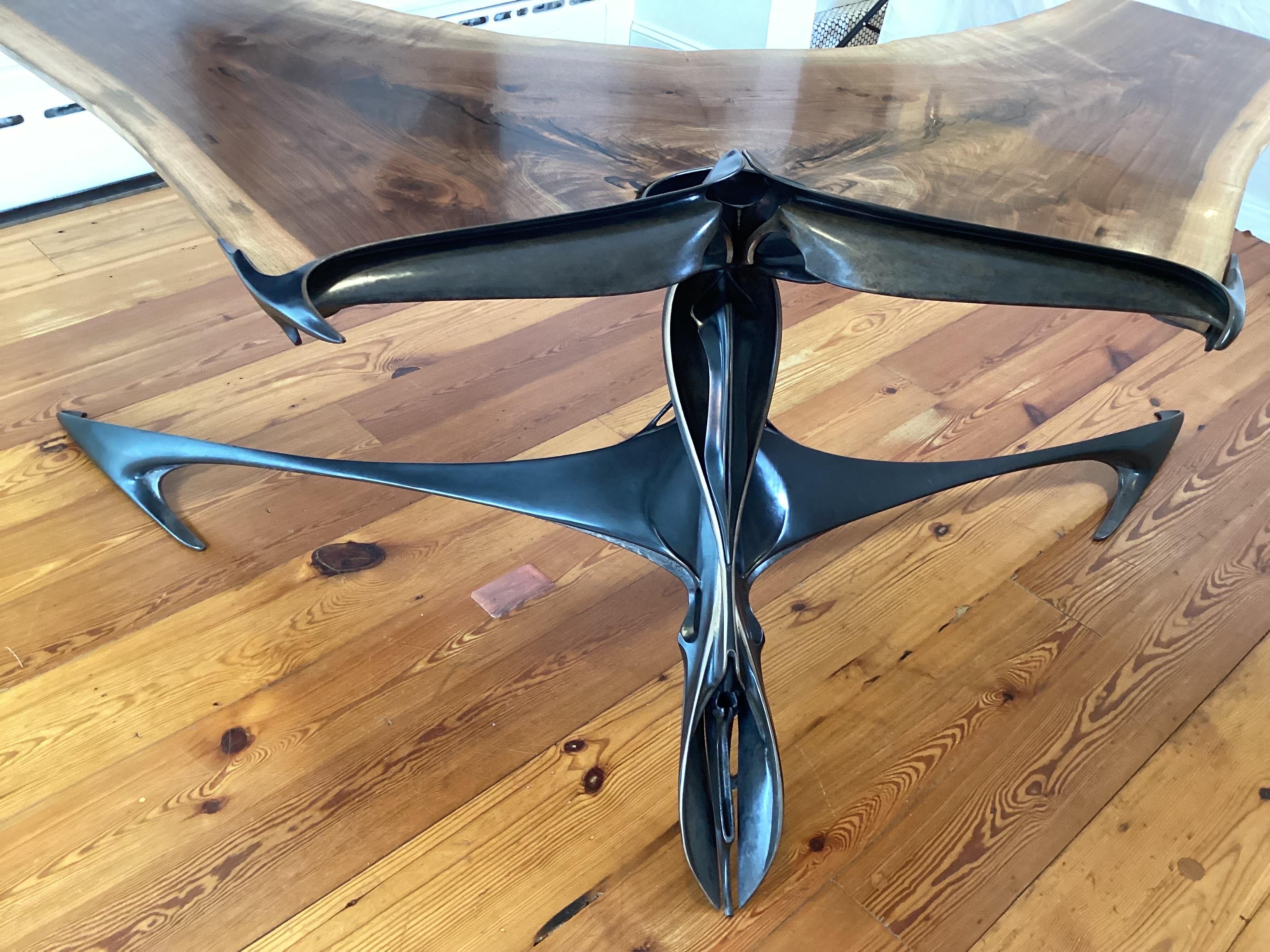 A Bronze and Walnut Papiolo Desk by Lawrence Welker IV For Sale 1